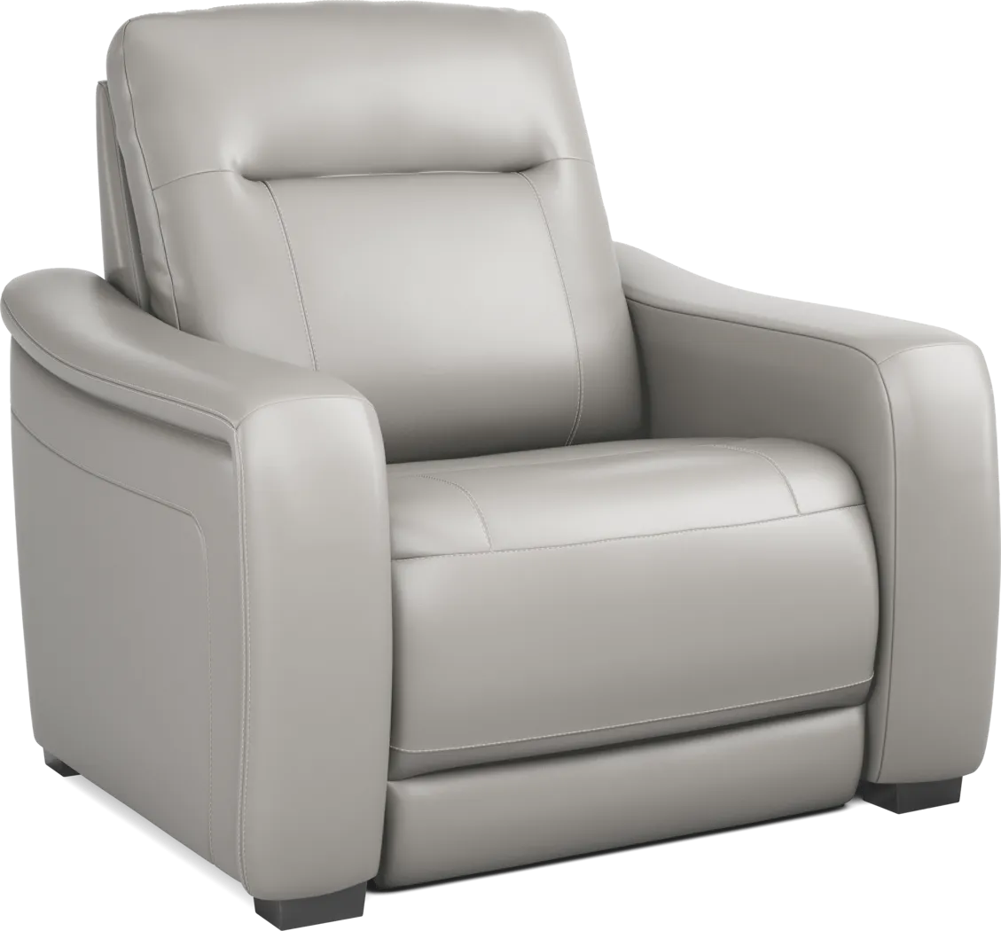 Newport Gray Leather Dual Power Recliner - Thumbnail - Image 3