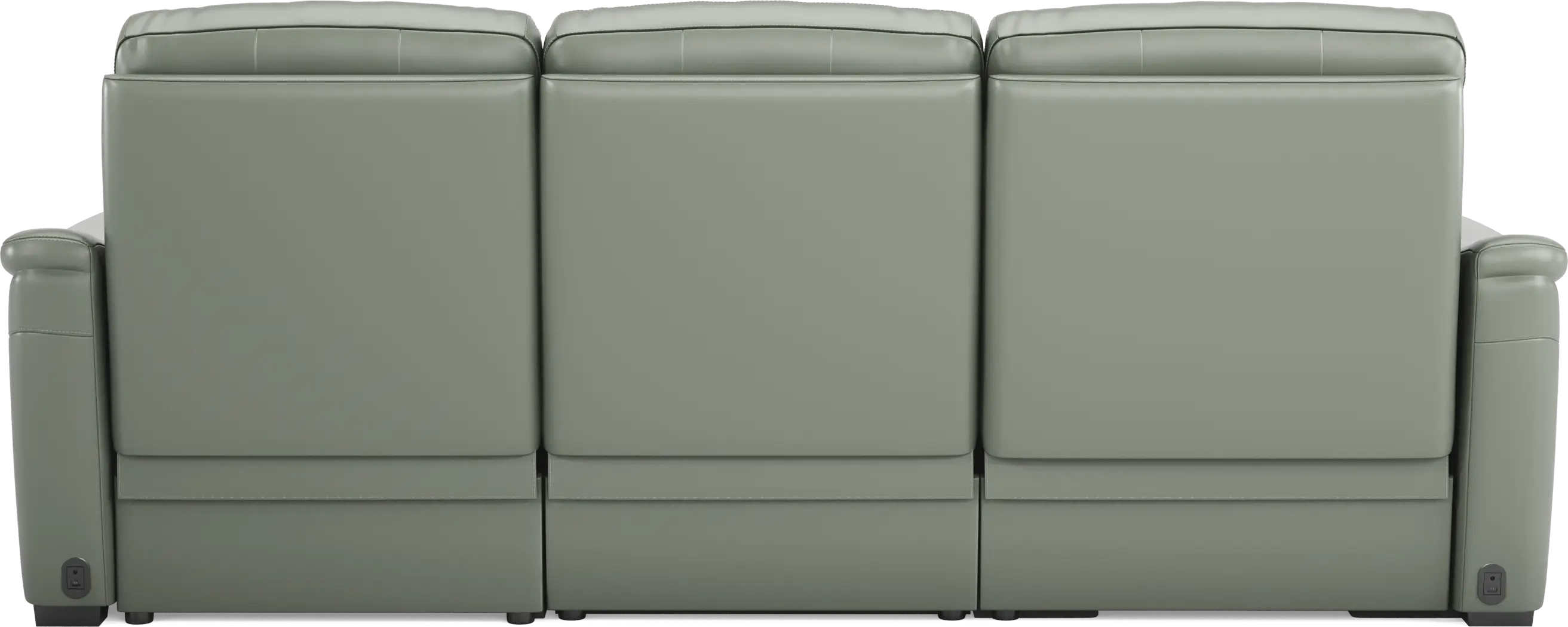 Newport Mint Leather 3 Pc Dual Power Reclining Sectional - Image 3