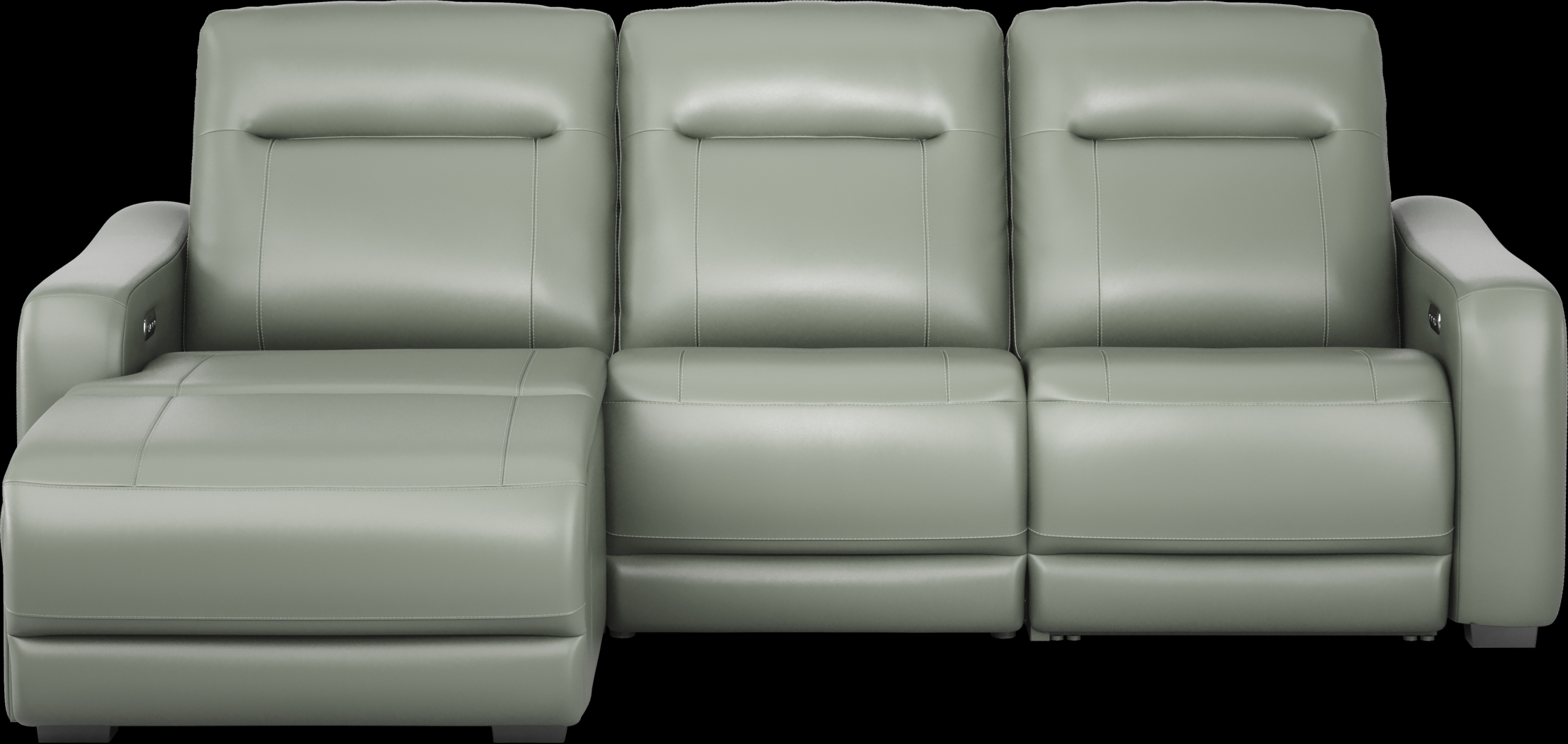 Newport Mint Leather 6 Pc Dual Power Reclining Sectional Living Room - Thumbnail - Image 3