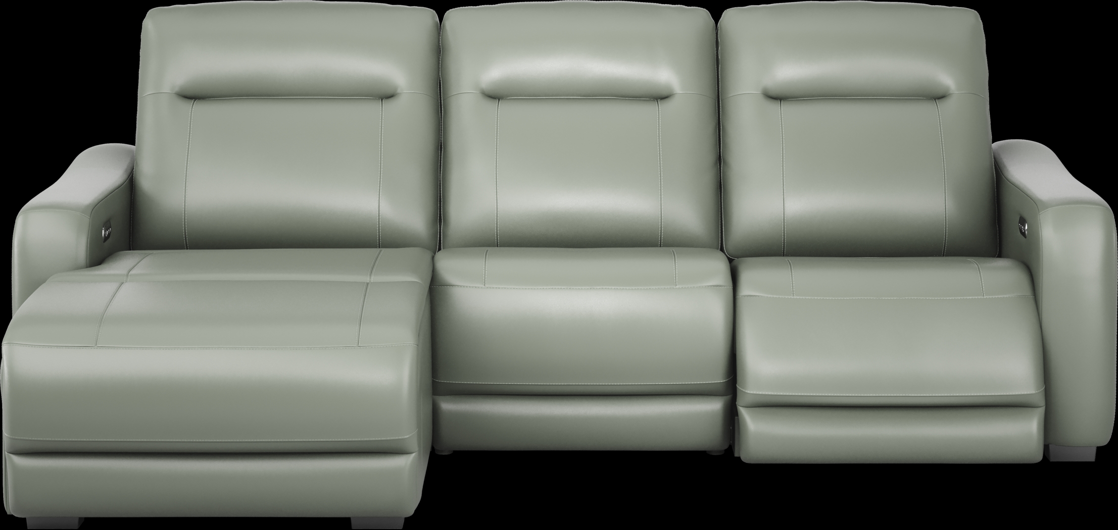 Newport Mint Leather 6 Pc Dual Power Reclining Sectional Living Room - Thumbnail - Image 2