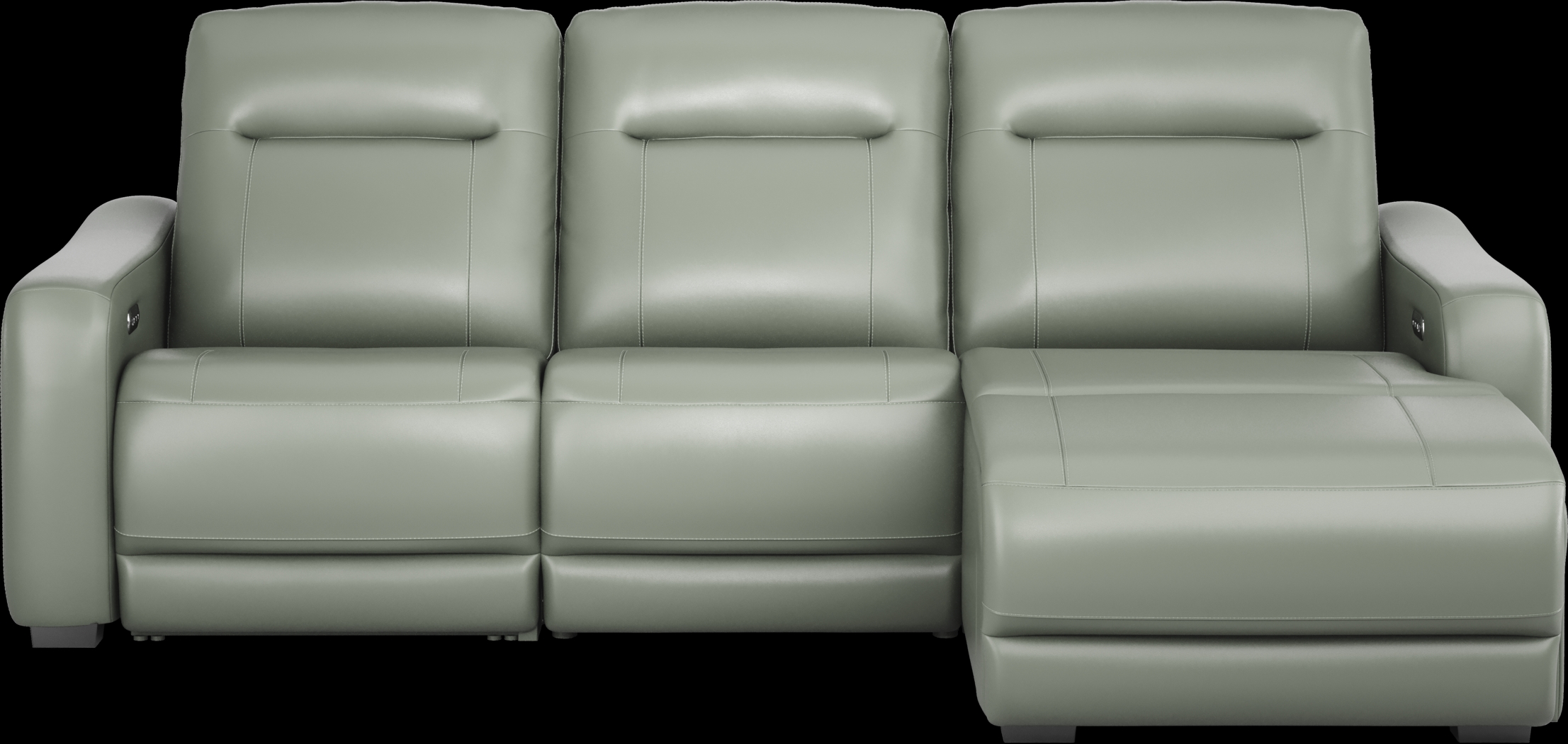 Newport Mint Leather 6 Pc Dual Power Reclining Sectional Living Room - Thumbnail - Image 3