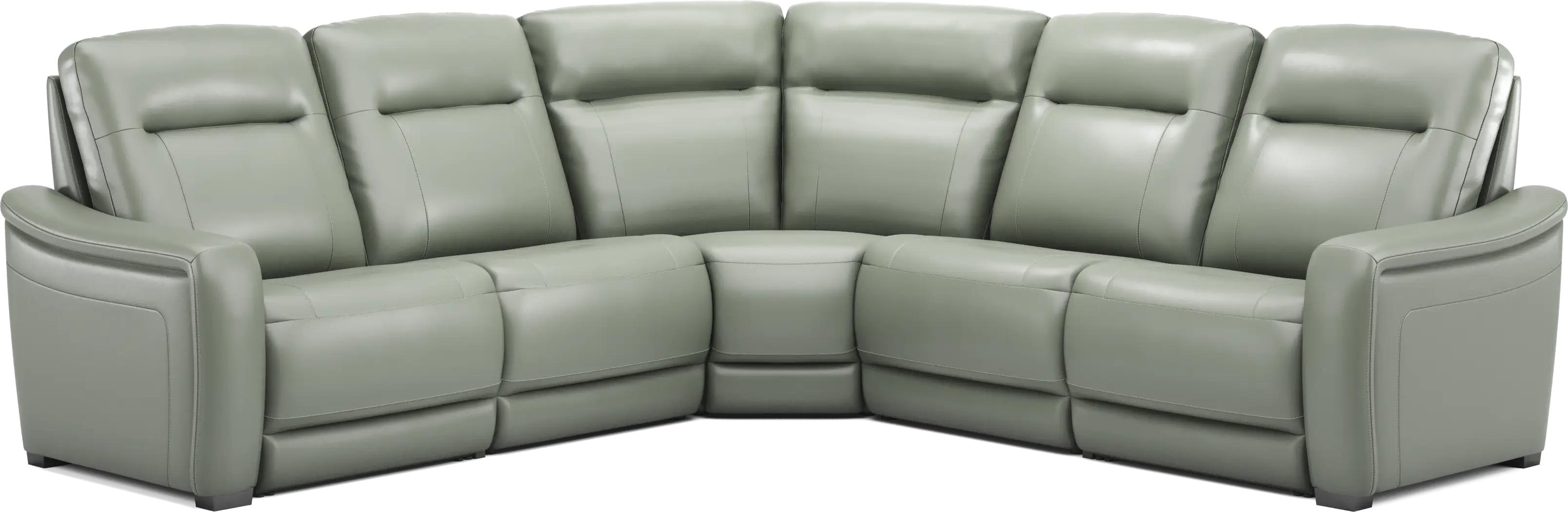 Newport Mint Leather 5 Pc Dual Power Reclining Sectional - Thumbnail - Image 3