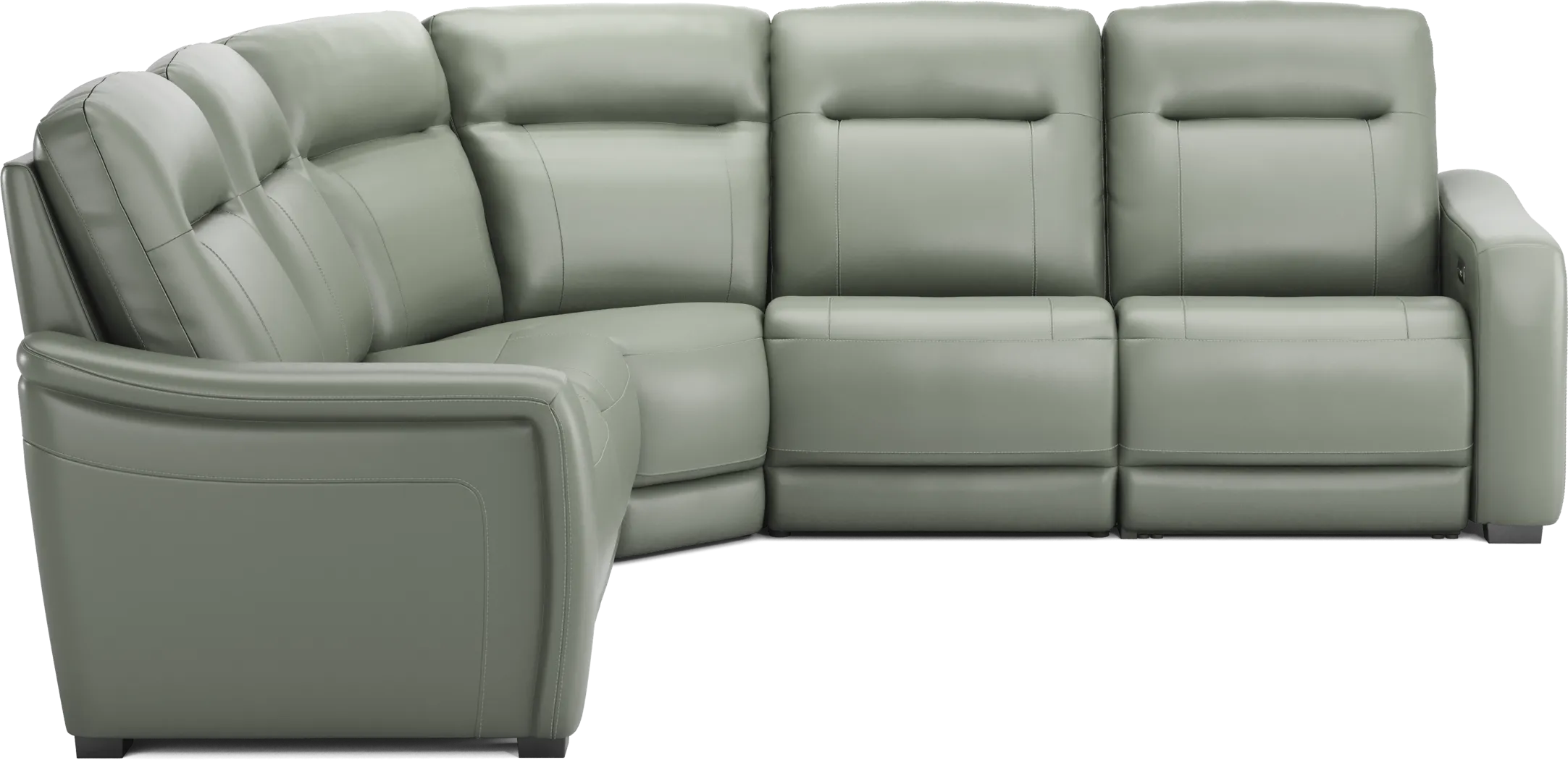 Newport Mint Leather 5 Pc Dual Power Reclining Sectional - Thumbnail - Image 4