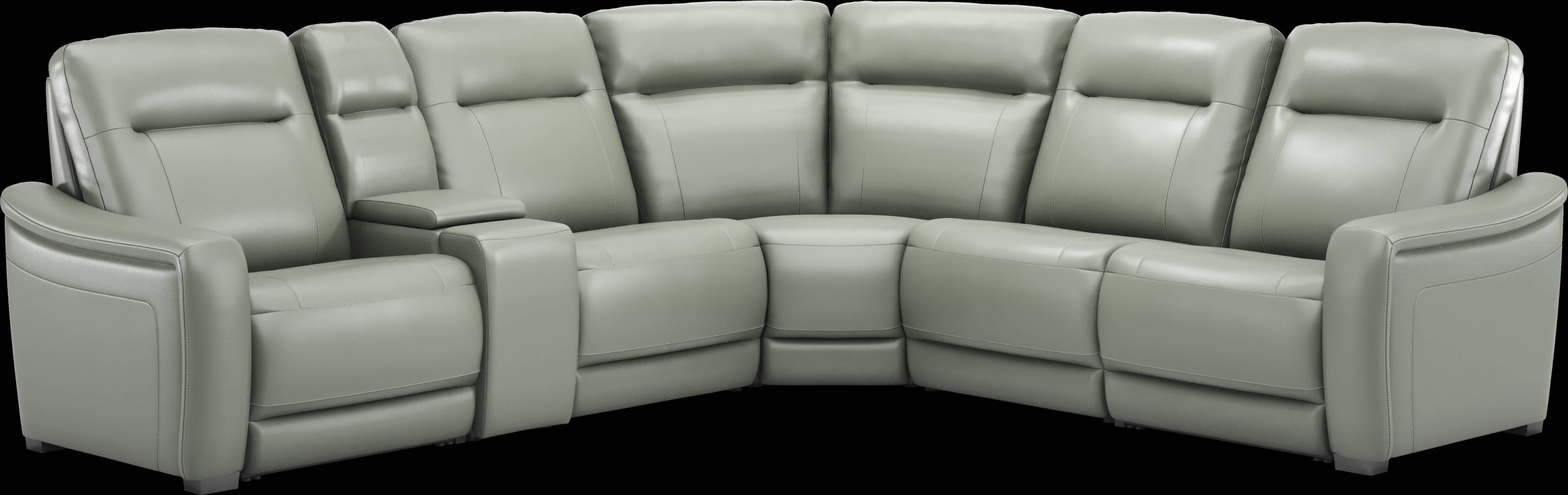 Newport Mint Leather 9 Pc Dual Power Reclining Sectional Living Room - Thumbnail - Image 3
