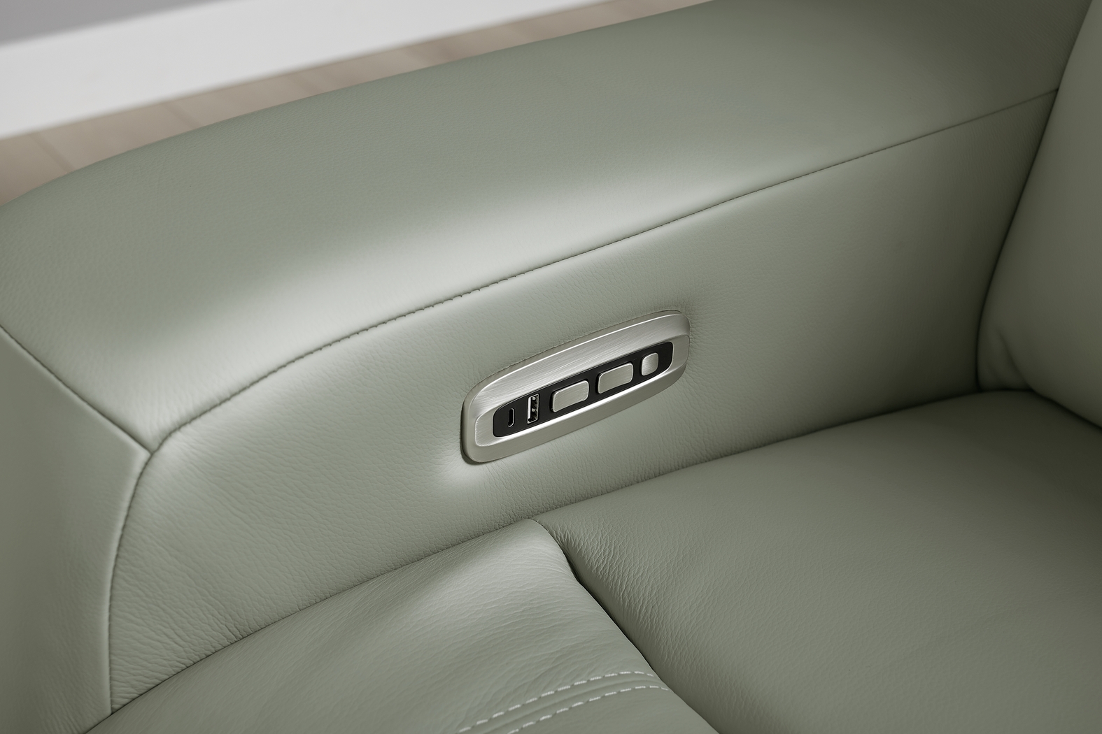 Newport Mint Leather 9 Pc Dual Power Reclining Sectional Living Room - Thumbnail - Image 6