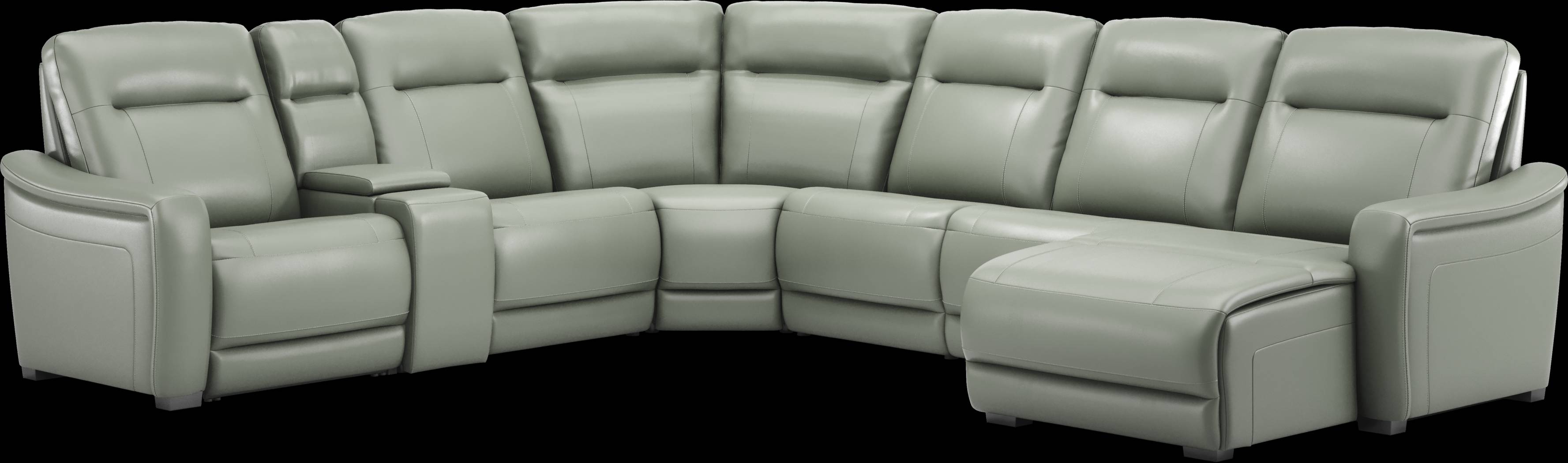 Newport Mint Leather 10 Pc Dual Power Reclining Sectional Living Room - Thumbnail - Image 3