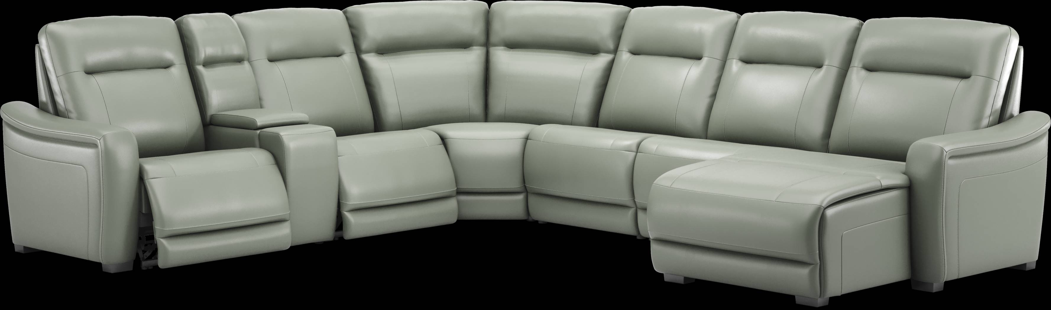 Newport Mint Leather 10 Pc Dual Power Reclining Sectional Living Room - Thumbnail - Image 2
