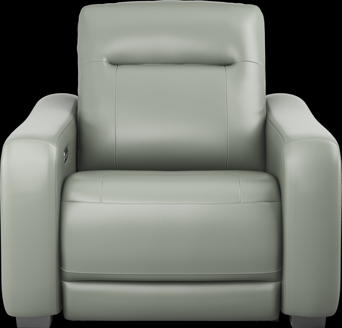 Newport Mint Leather Dual Power Recliner - Thumbnail - Image 2