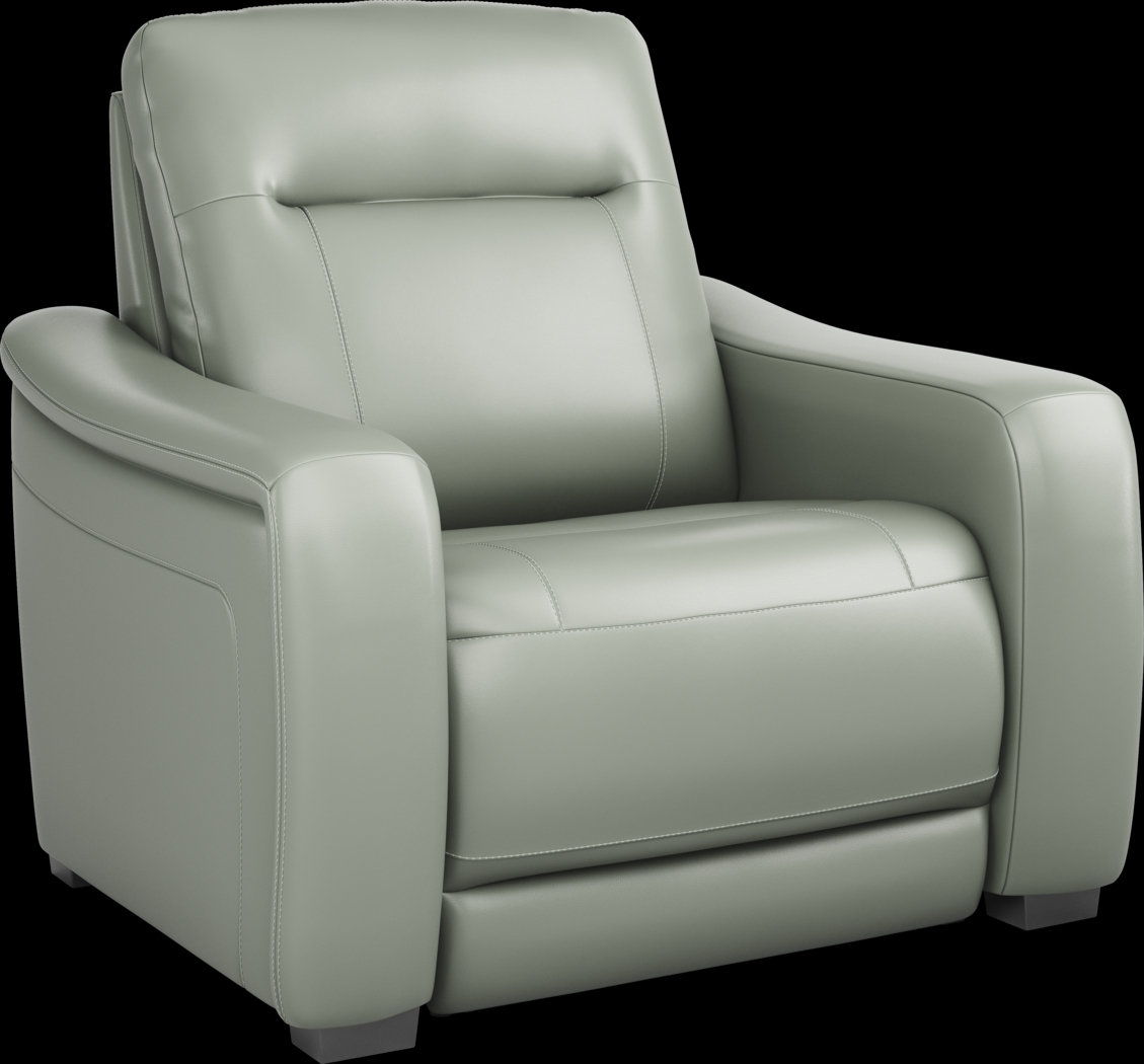 Newport Mint Leather Dual Power Recliner - Thumbnail - Image 3