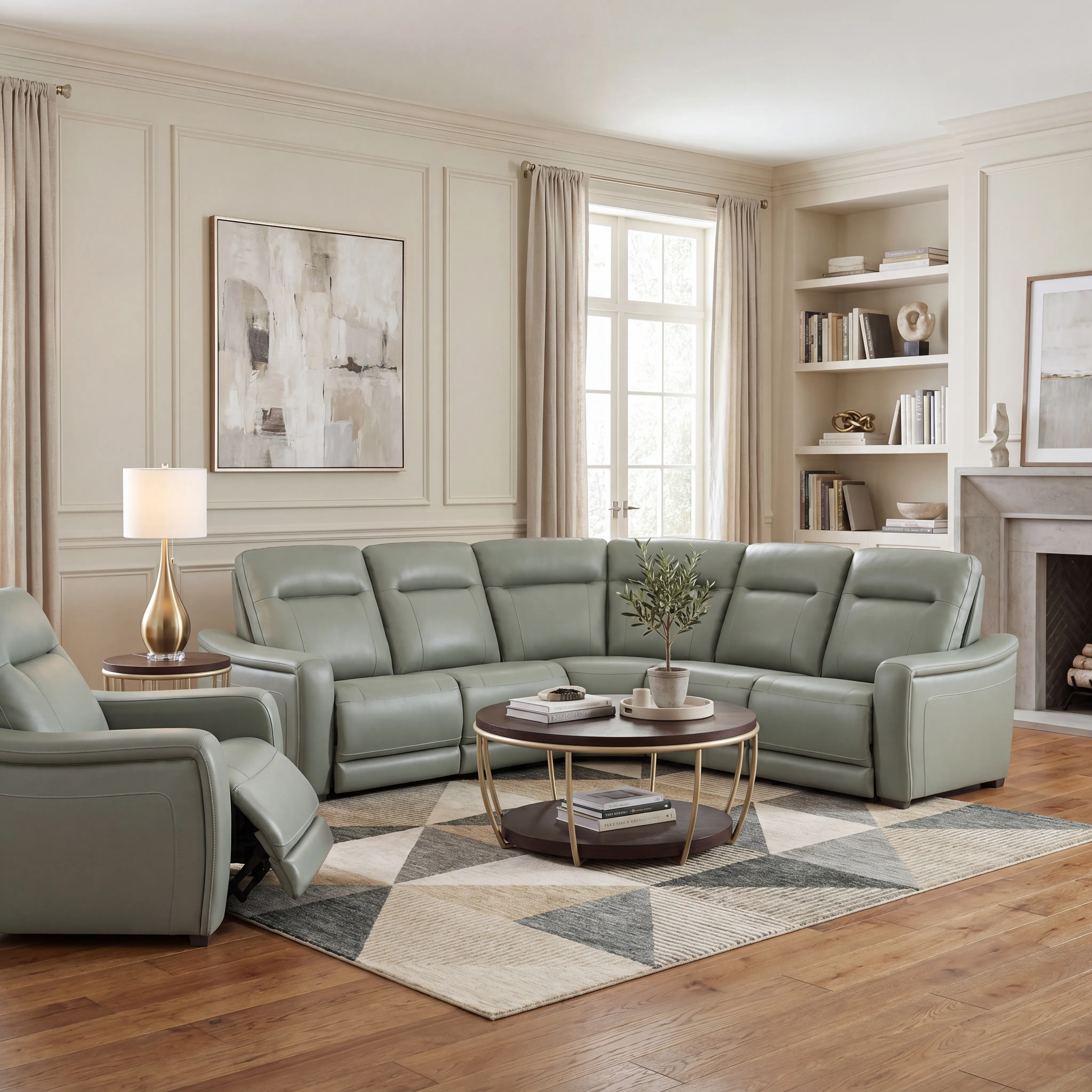 Newport Mint Leather Dual Power Recliner - Image 7