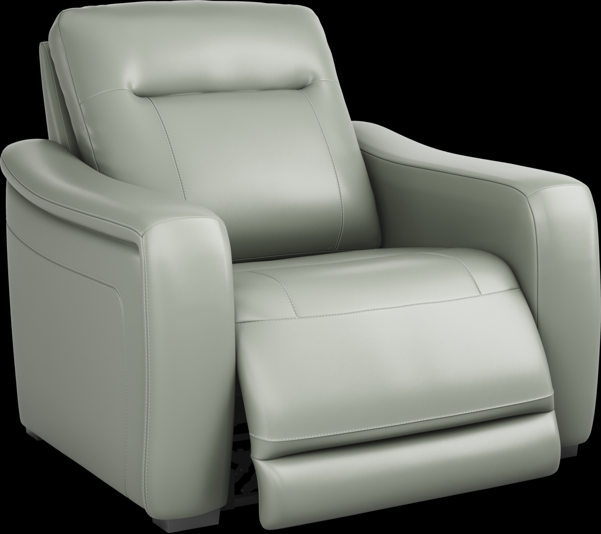 Newport Mint Leather Dual Power Recliner - Thumbnail - Image 1