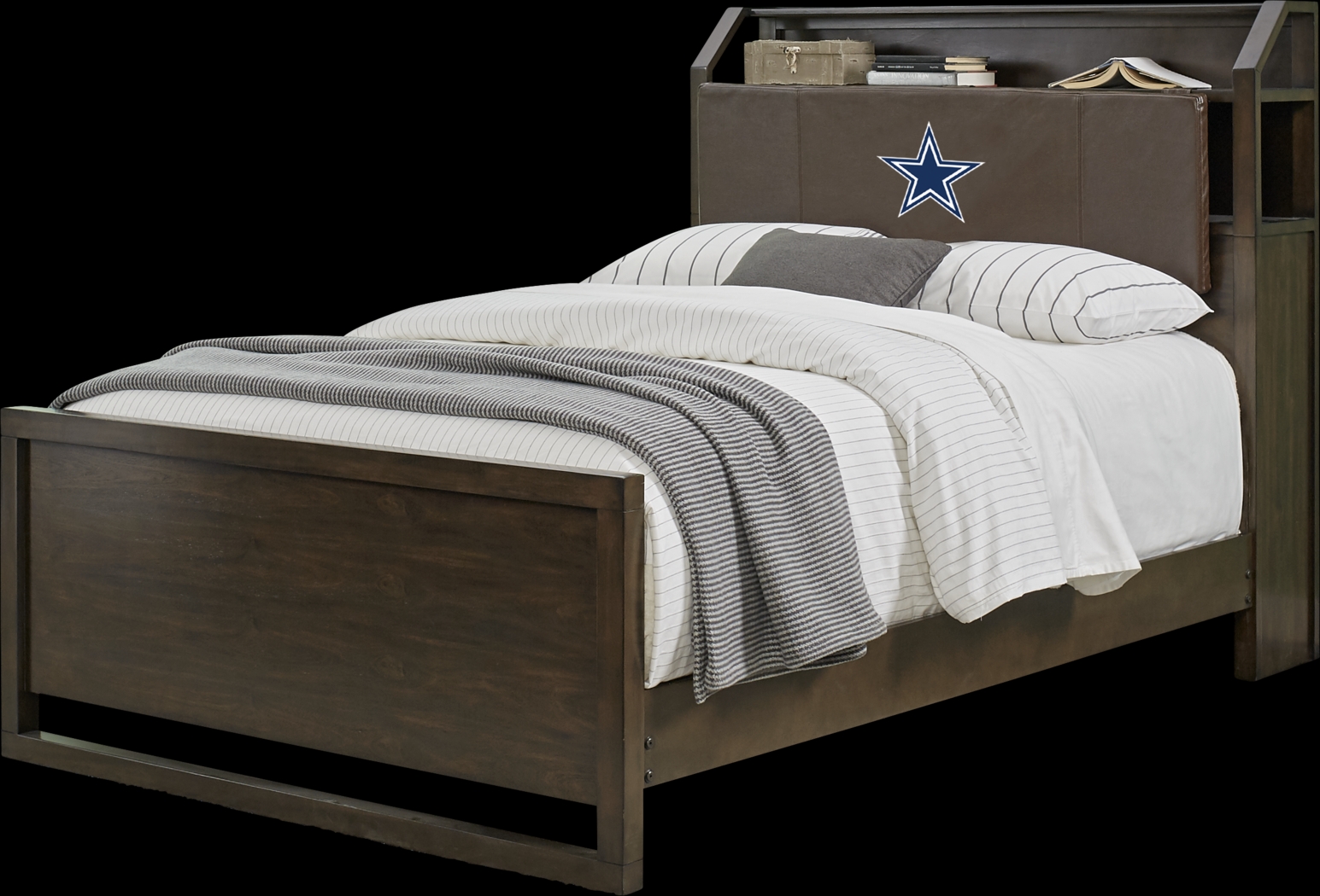 NFL 1st & Goal Dallas Cowboys Brown 3 Pc Twin Bookcase Bed - Thumbnail - Image 1