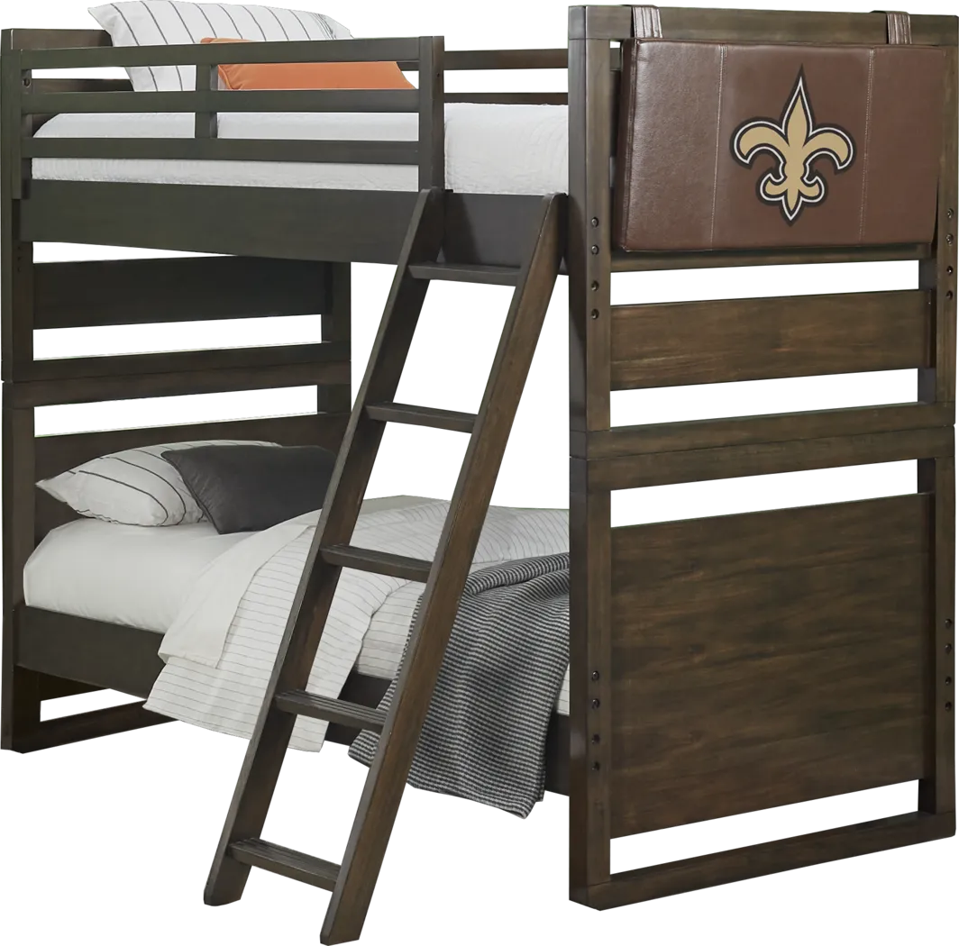 NFL 1st & Goal New Orleans Saints Brown Twin/Twin Bunk Bed - Thumbnail - Image 1