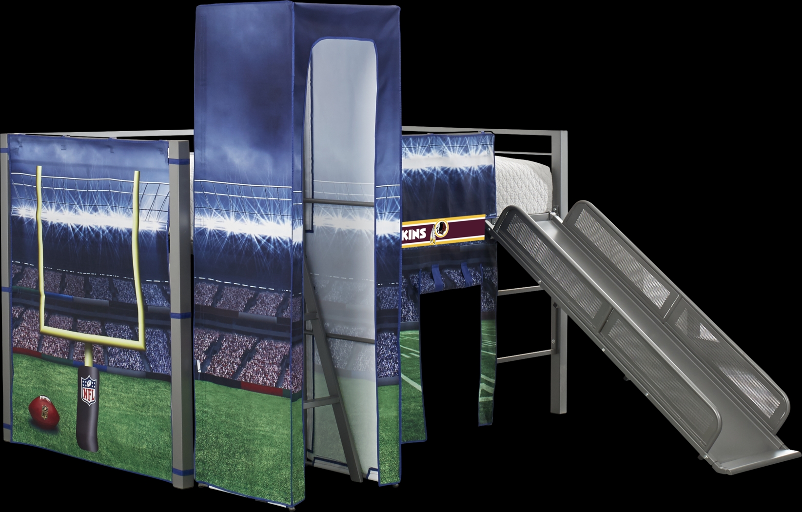 NFL 50 Yards Washington Redskins Silver Jr. Tent Loft Bed with Slide and Tower - Thumbnail - Image 3