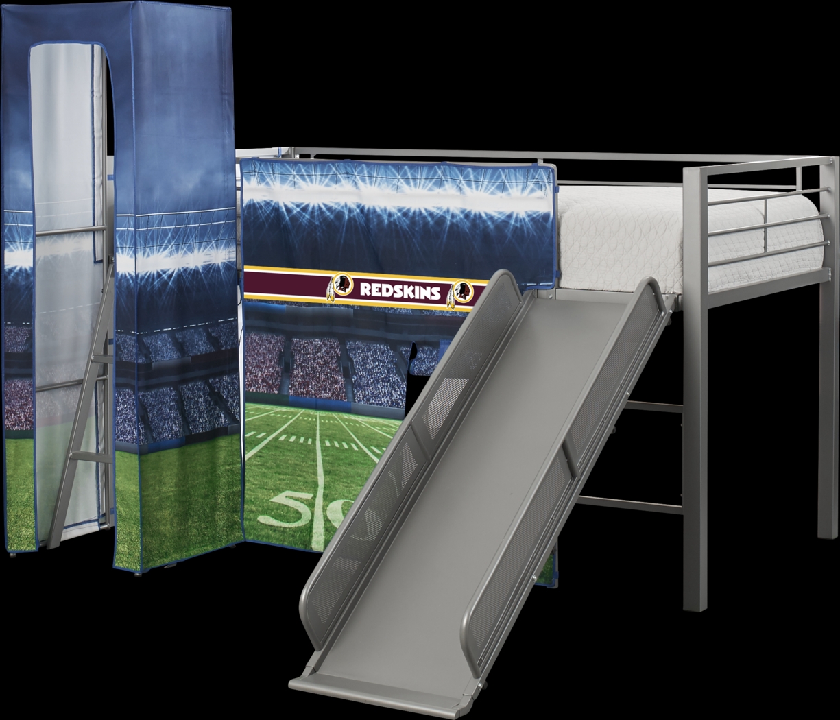 NFL 50 Yards Washington Redskins Silver Jr. Tent Loft Bed with Slide and Tower - Thumbnail - Image 4
