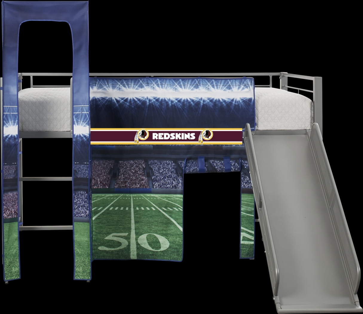 NFL 50 Yards Washington Redskins Silver Jr. Tent Loft Bed with Slide and Tower - Thumbnail - Image 1
