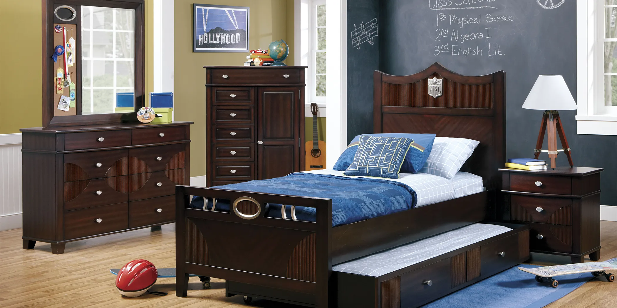 NFL Playbook Shield 5 Pc Twin Panel Bedroom - Thumbnail - Image 1