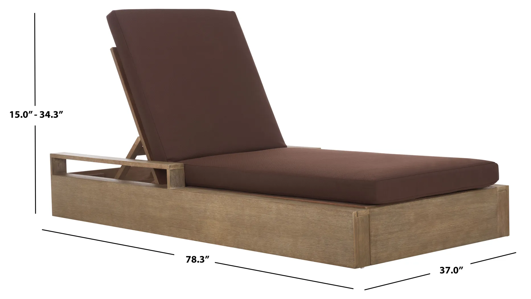 Nialet Brown Outdoor Chaise with Dark Brown Cushions - Thumbnail - Image 2
