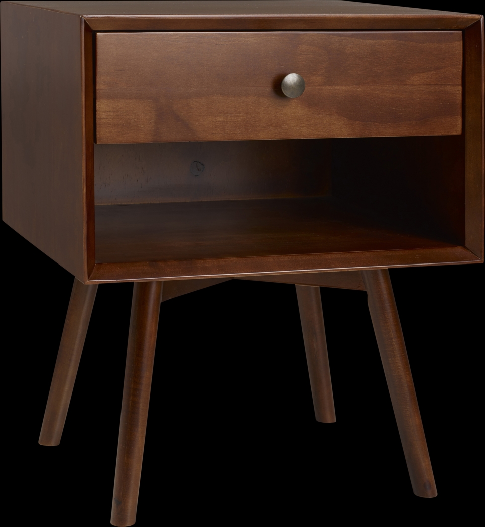 Niblic Walnut 1 Drawer Nightstand - Thumbnail - Image 1