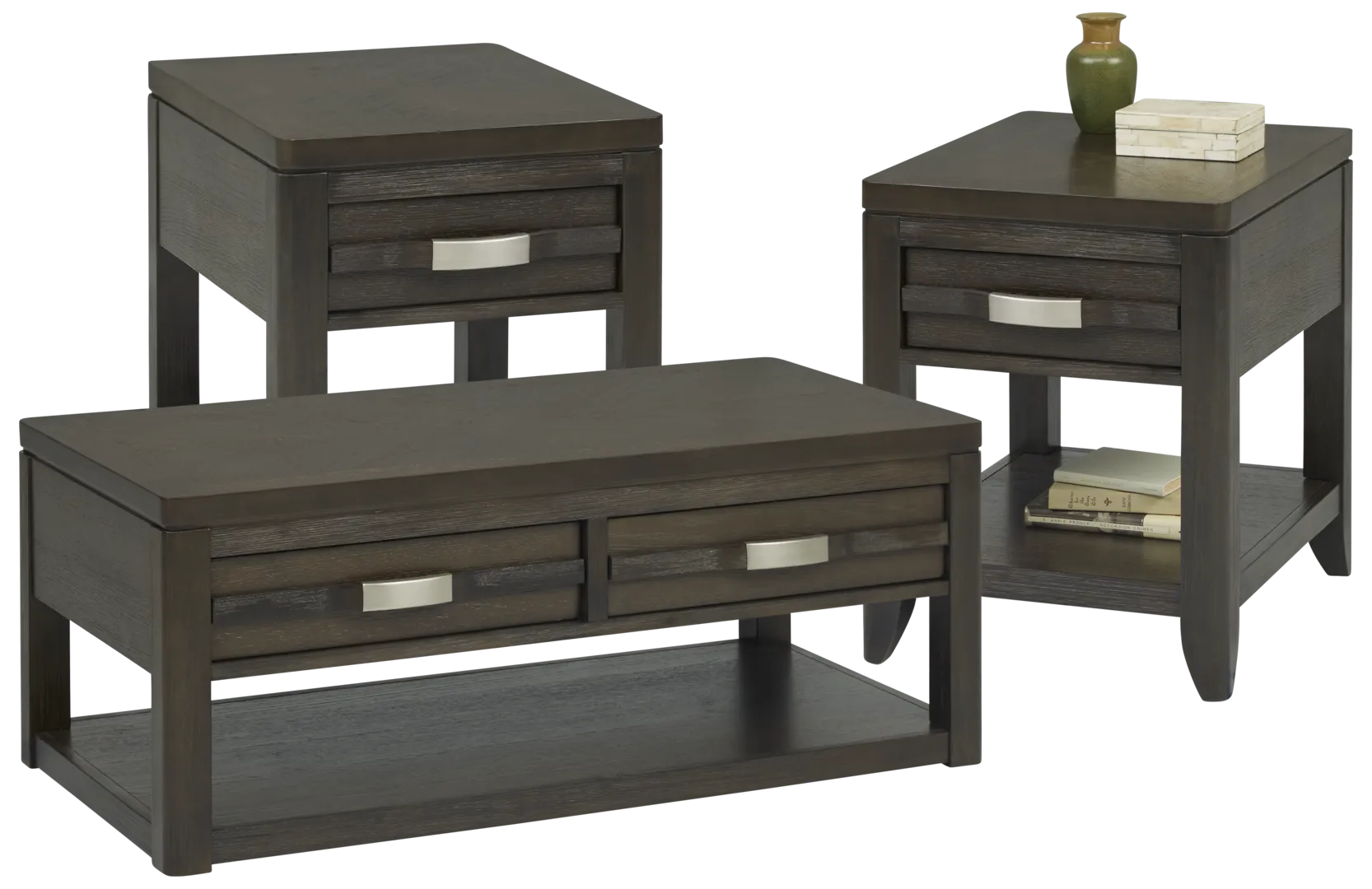 brown 3 pc table set