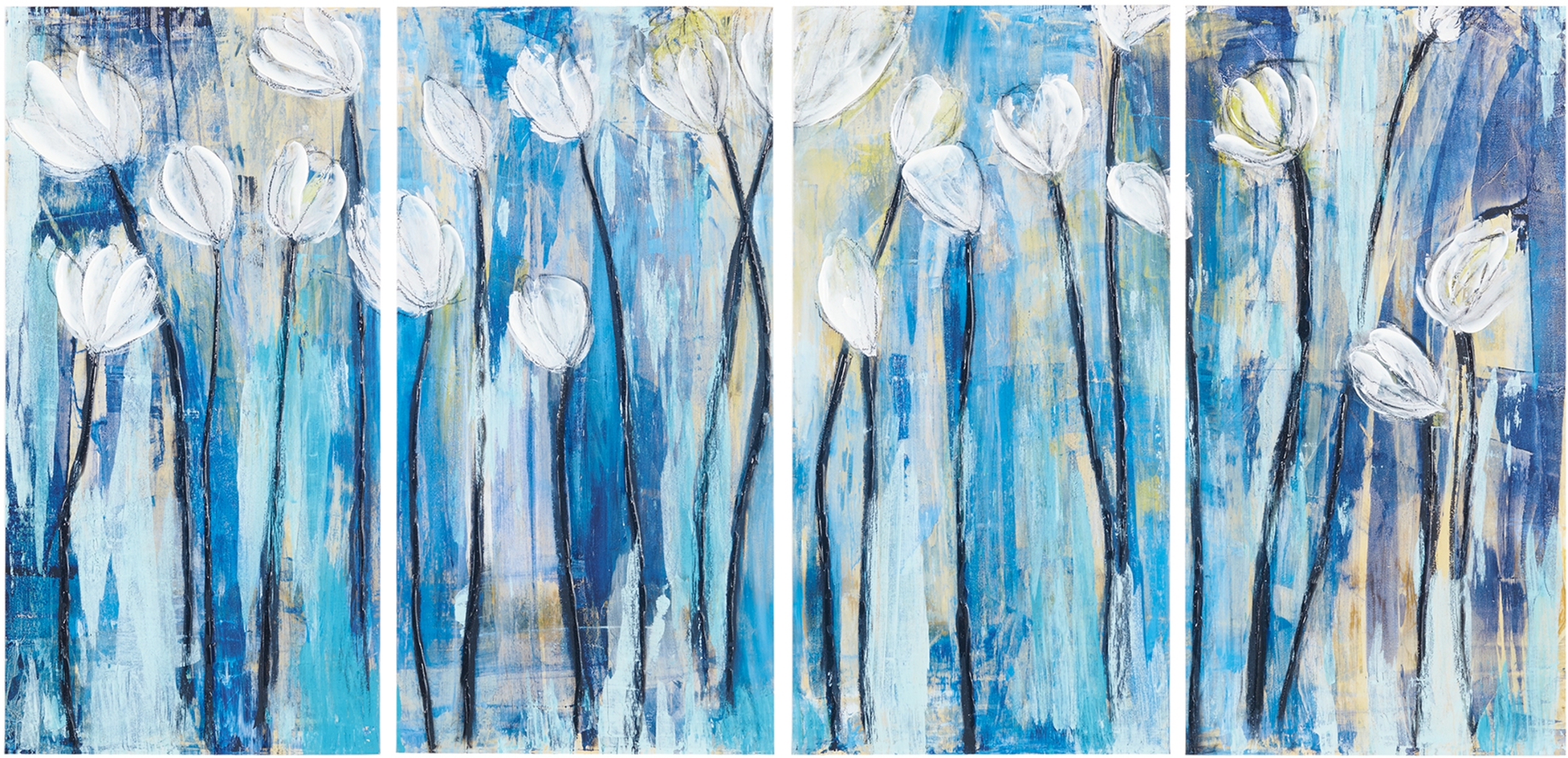 Night Blossom Blue Artwork, Set of 4 - Thumbnail - Image 1