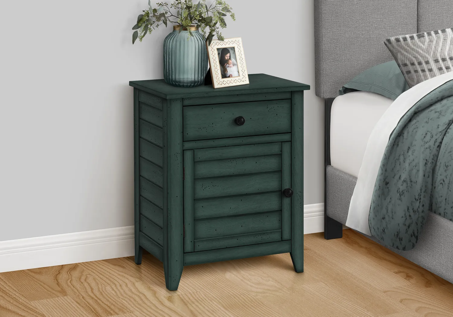 Nighten Dark Blue Nightstand - Thumbnail - Image 3
