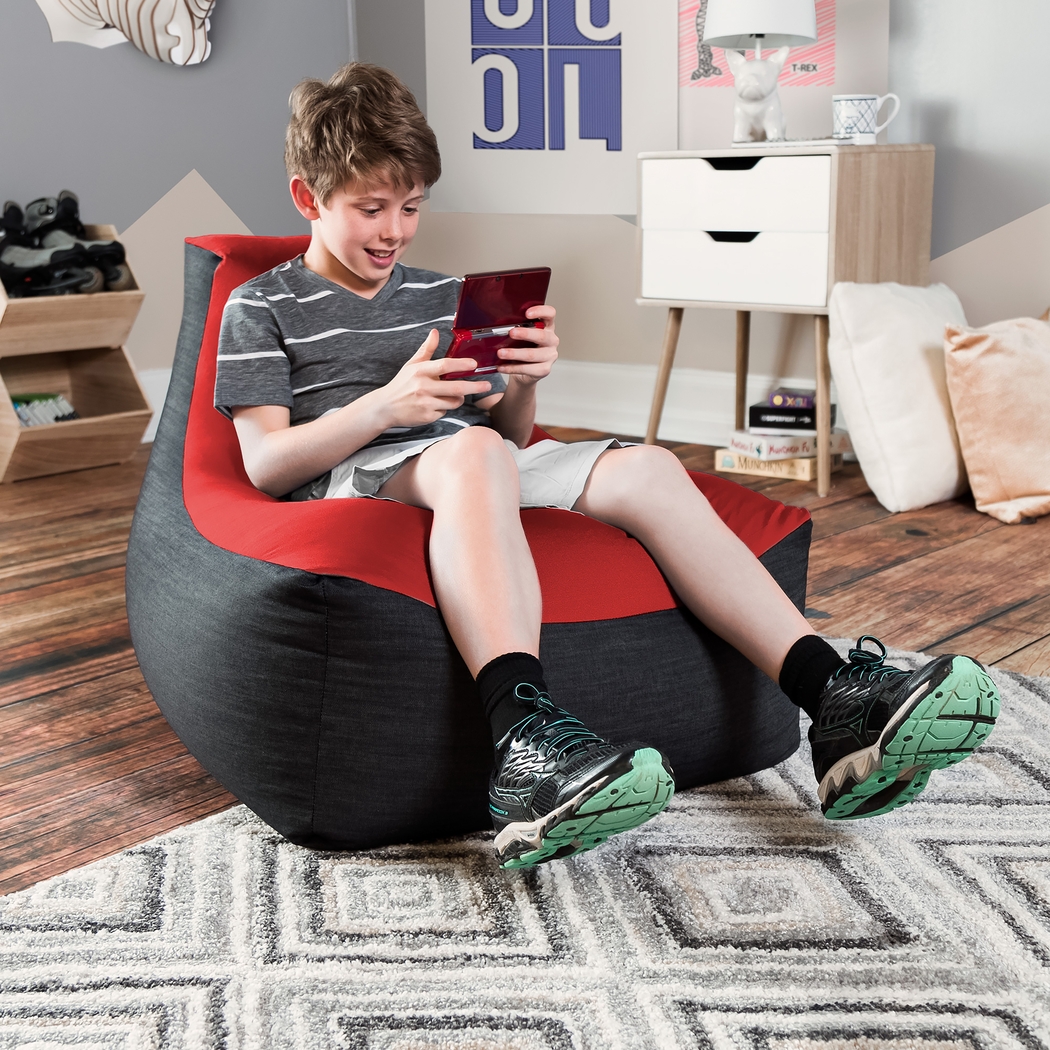 Kids Nika Red Bean Bag Chair - Thumbnail - Image 4