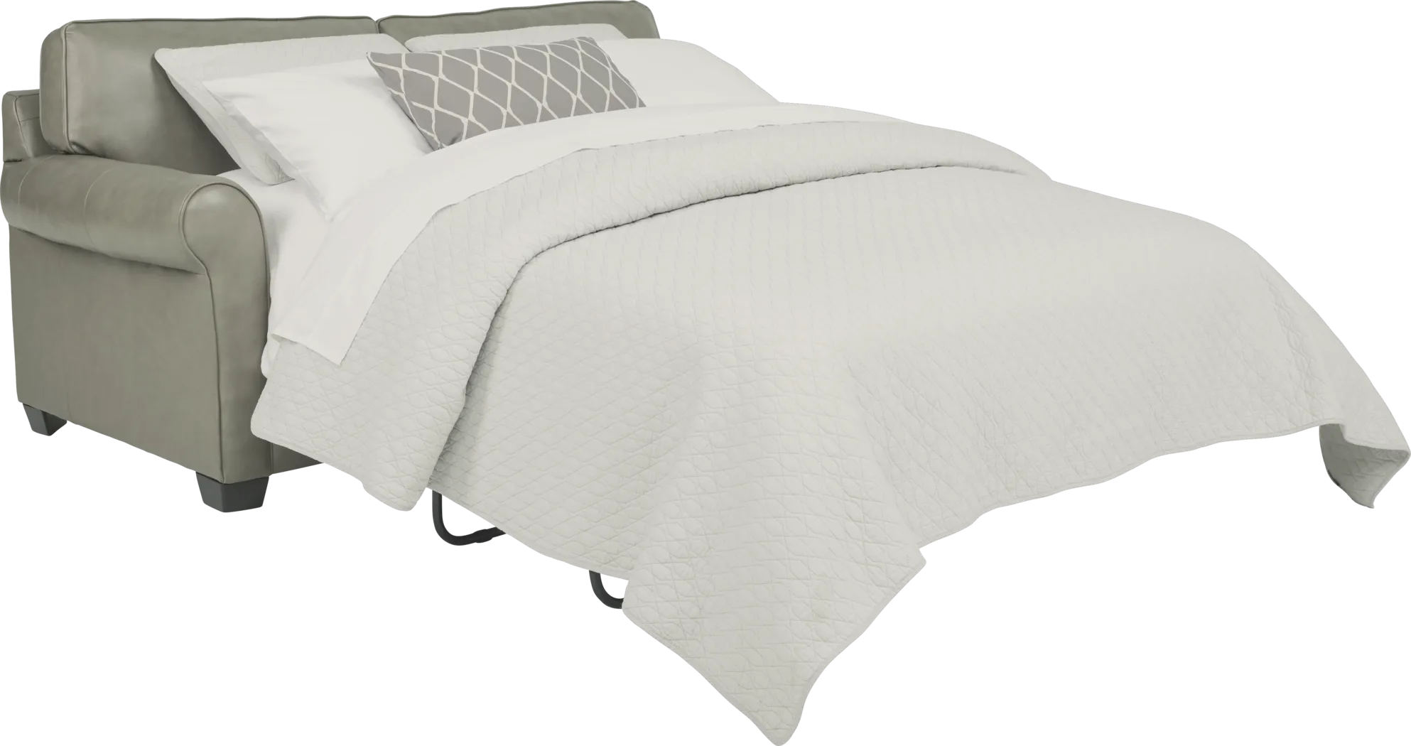 Nikola Place Gray Leather Sleeper Loveseat - Thumbnail - Image 2