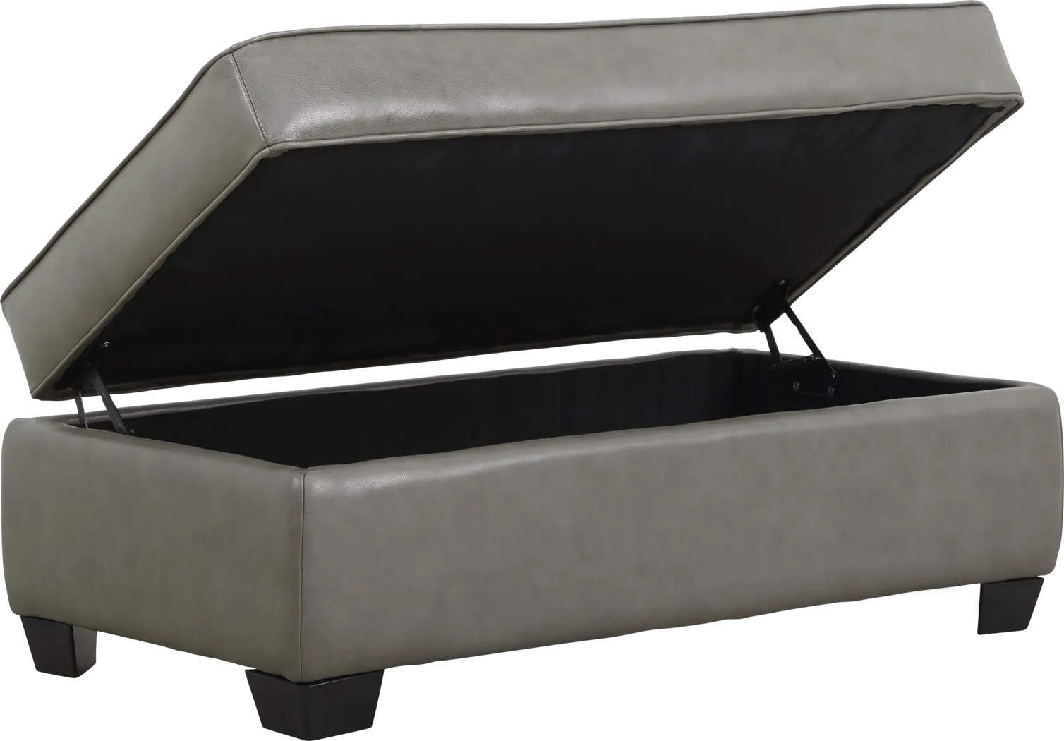 Nikola Place Gray Leather Storage Ottoman - Thumbnail - Image 2