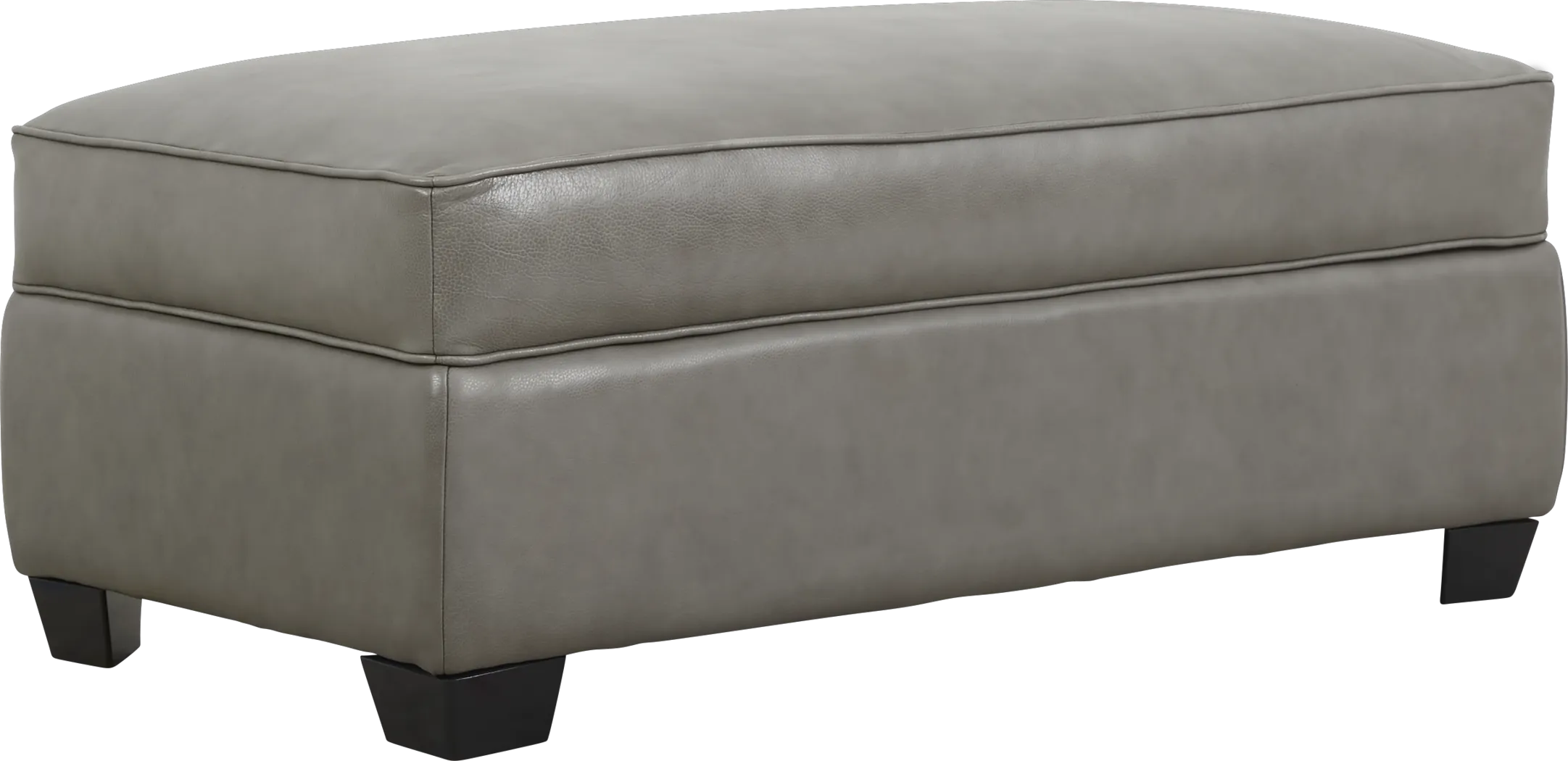 Nikola Place Gray Leather Storage Ottoman - Thumbnail - Image 1