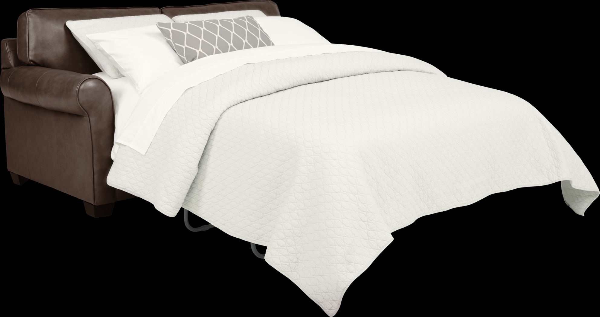 Nikola Place Walnut Leather Sleeper Loveseat - Thumbnail - Image 2