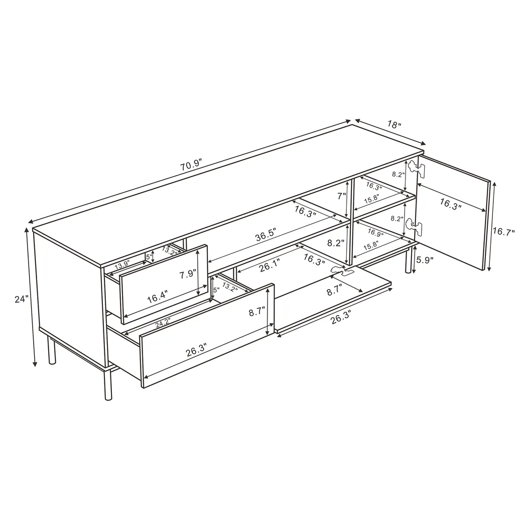 Nilar Black/Natural 71 in. Console - Thumbnail - Image 3