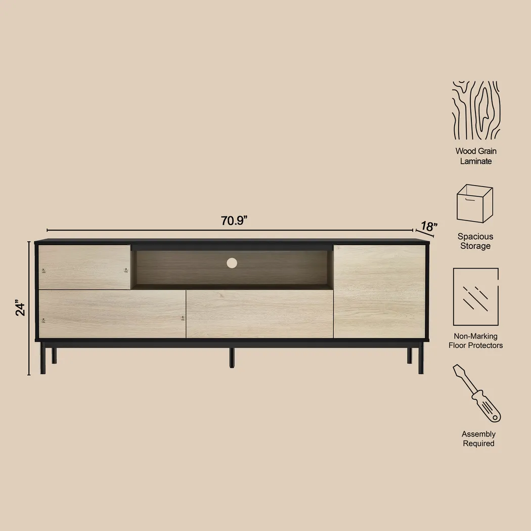 Nilar Black/Natural 71 in. Console - Thumbnail - Image 6