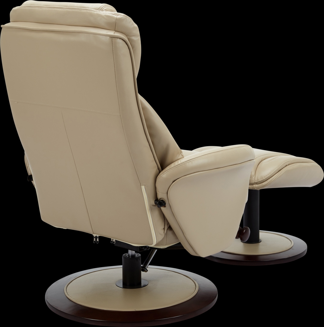 Nimblecreek Beige Recliner and Ottoman - Thumbnail - Image 5