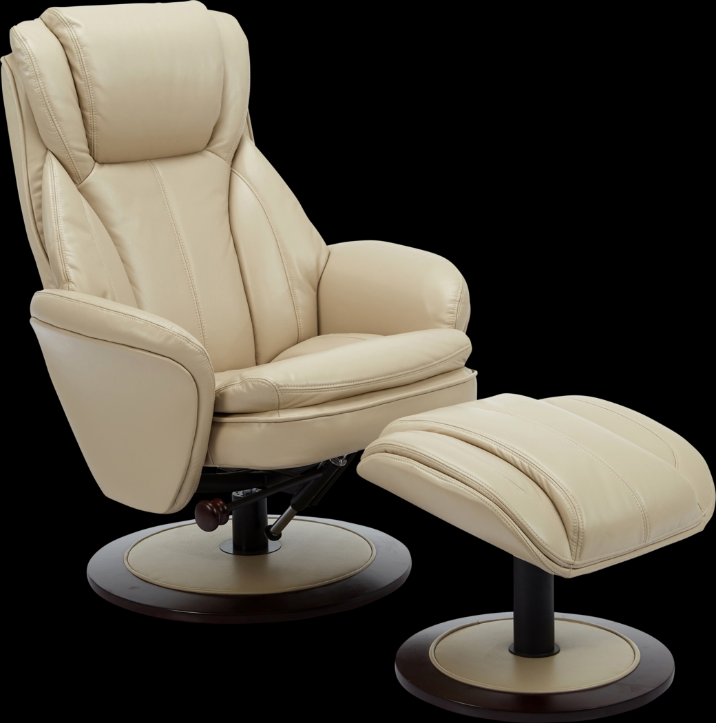 Nimblecreek Beige Recliner and Ottoman - Thumbnail - Image 1