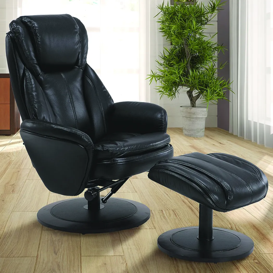 Nimblecreek Black Recliner and Ottoman - Thumbnail - Image 4