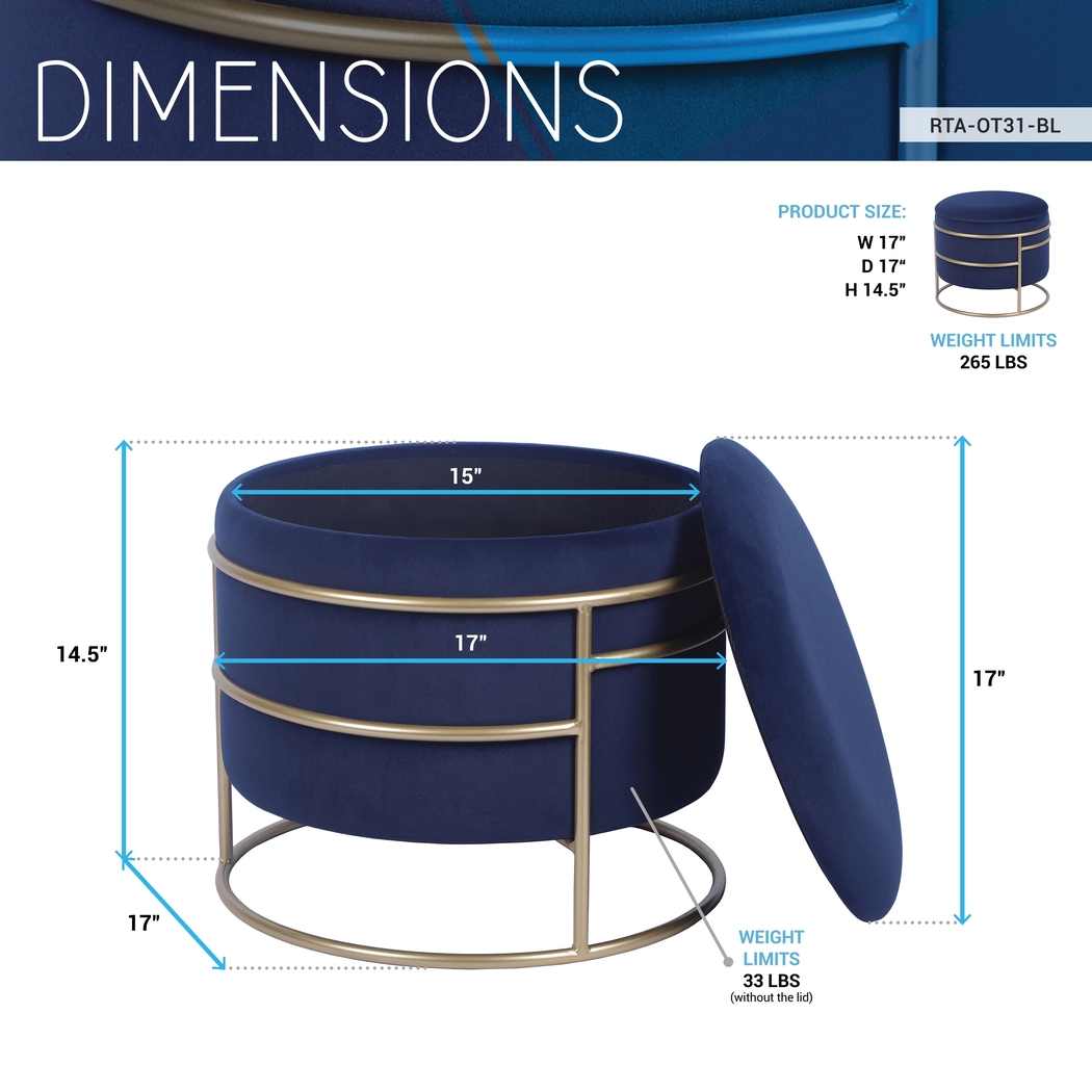 Niora Navy Storage Ottoman - Thumbnail - Image 5