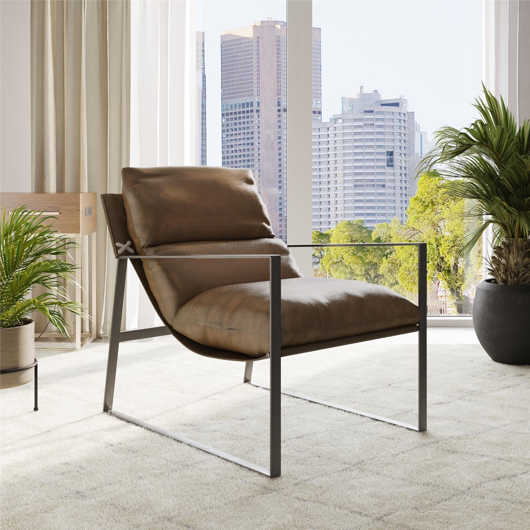 Nixa Brown Accent Chair - Thumbnail - Image 2