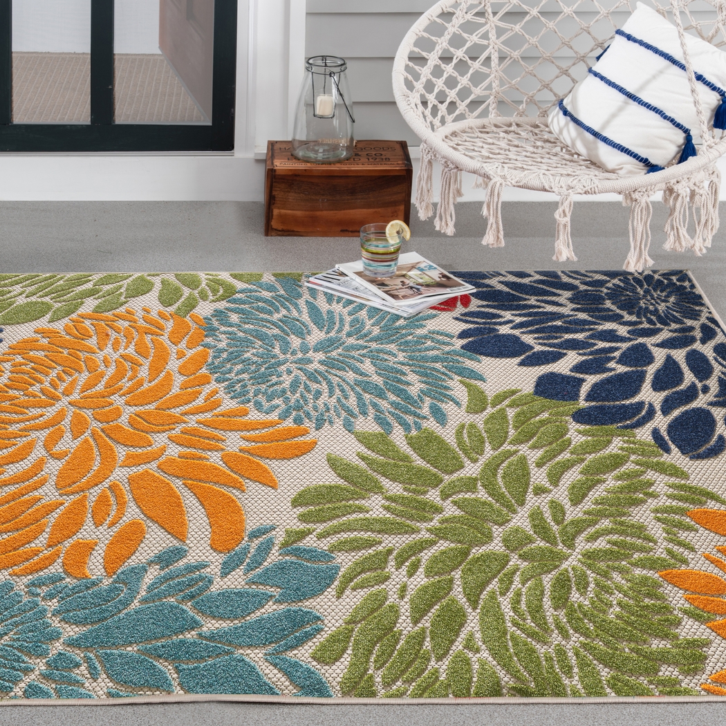 Nizsm Multi 5'3 x 7' Indoor/Outdoor Rug - Thumbnail - Image 2