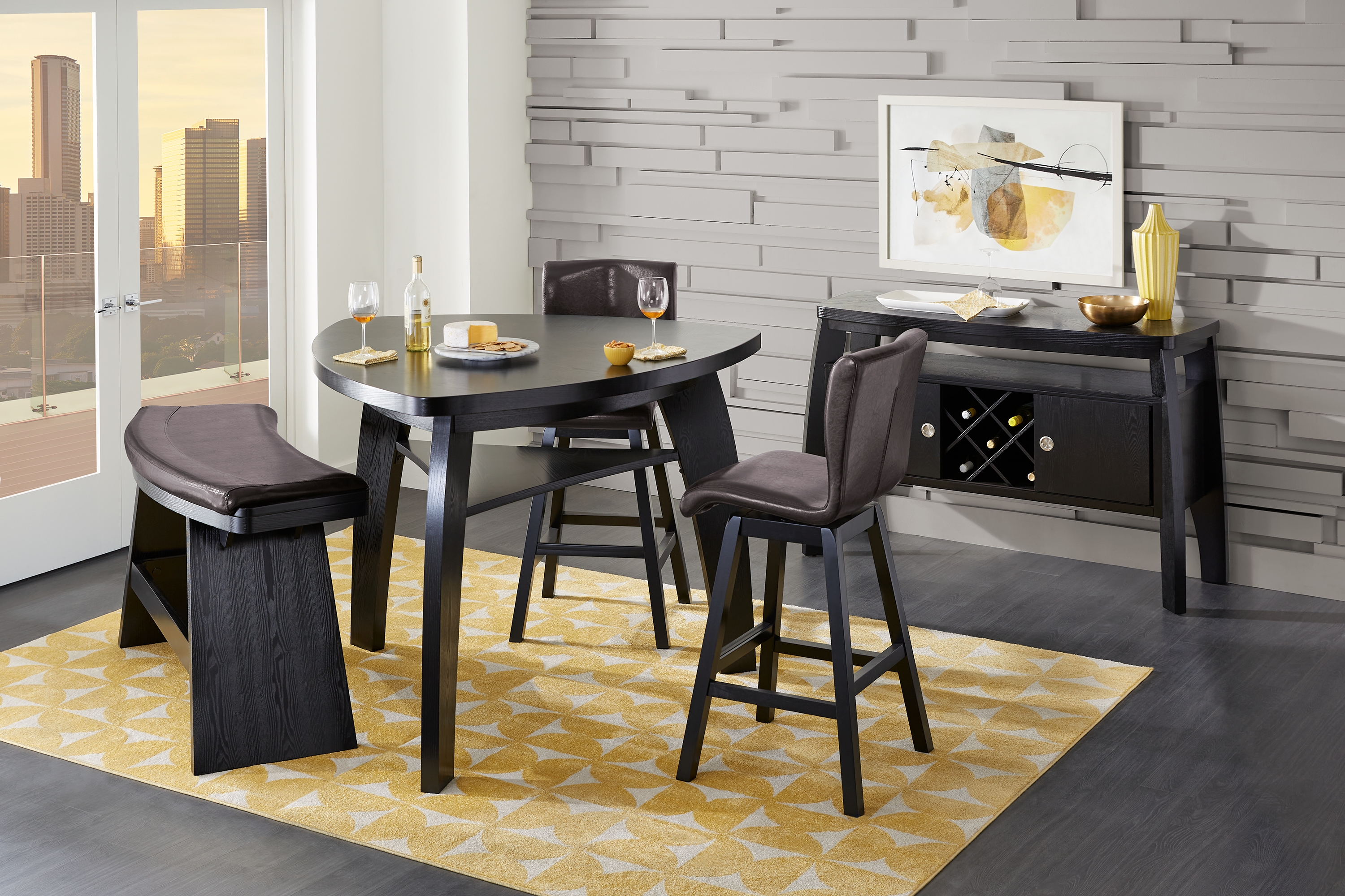 Noah Chocolate 4 Pc Bar Height Dining Room with Chocolate Barstools - Thumbnail - Image 1