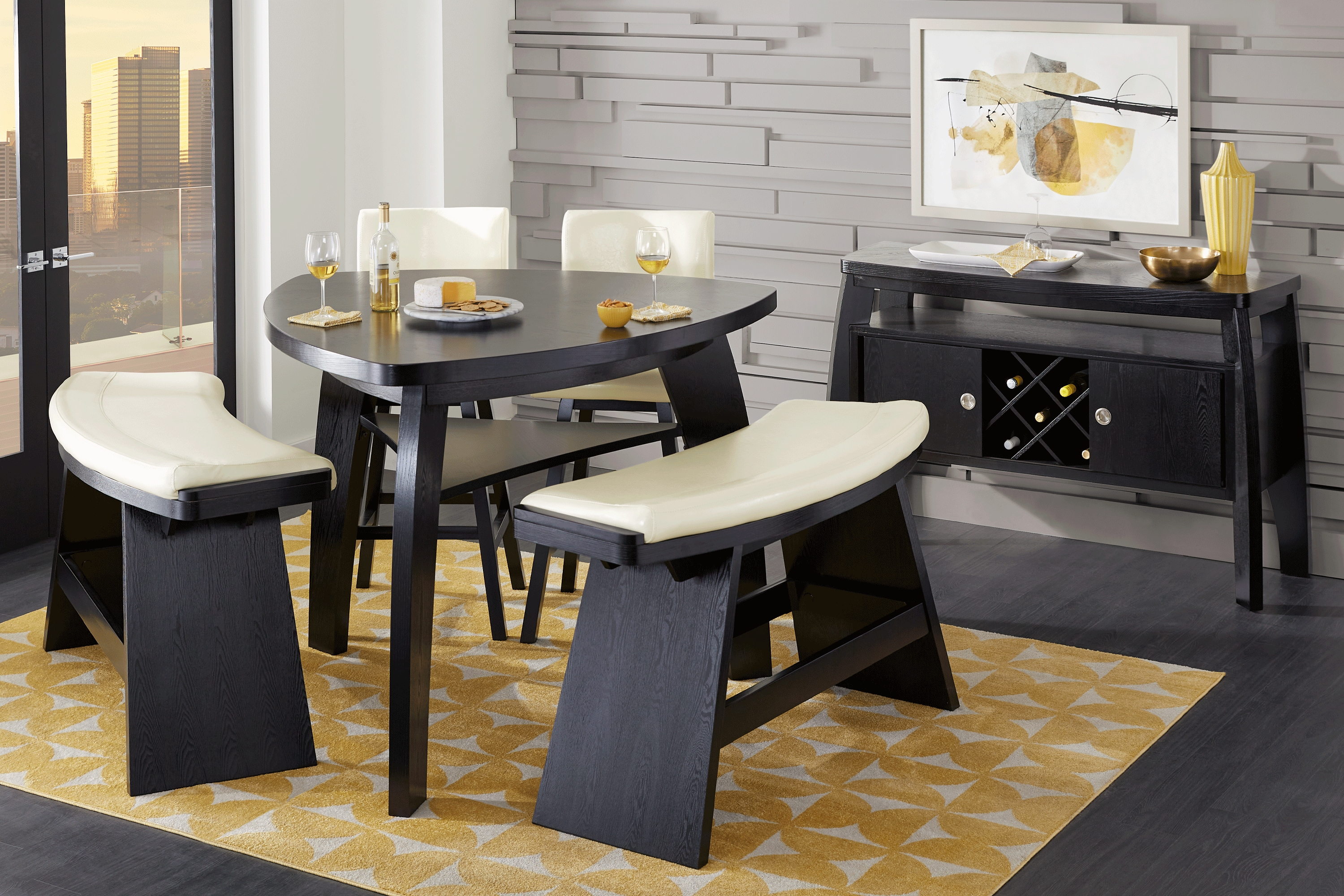 Noah Chocolate 5 Pc Bar Height Dining Room with Vanilla Barstools - Thumbnail - Image 1