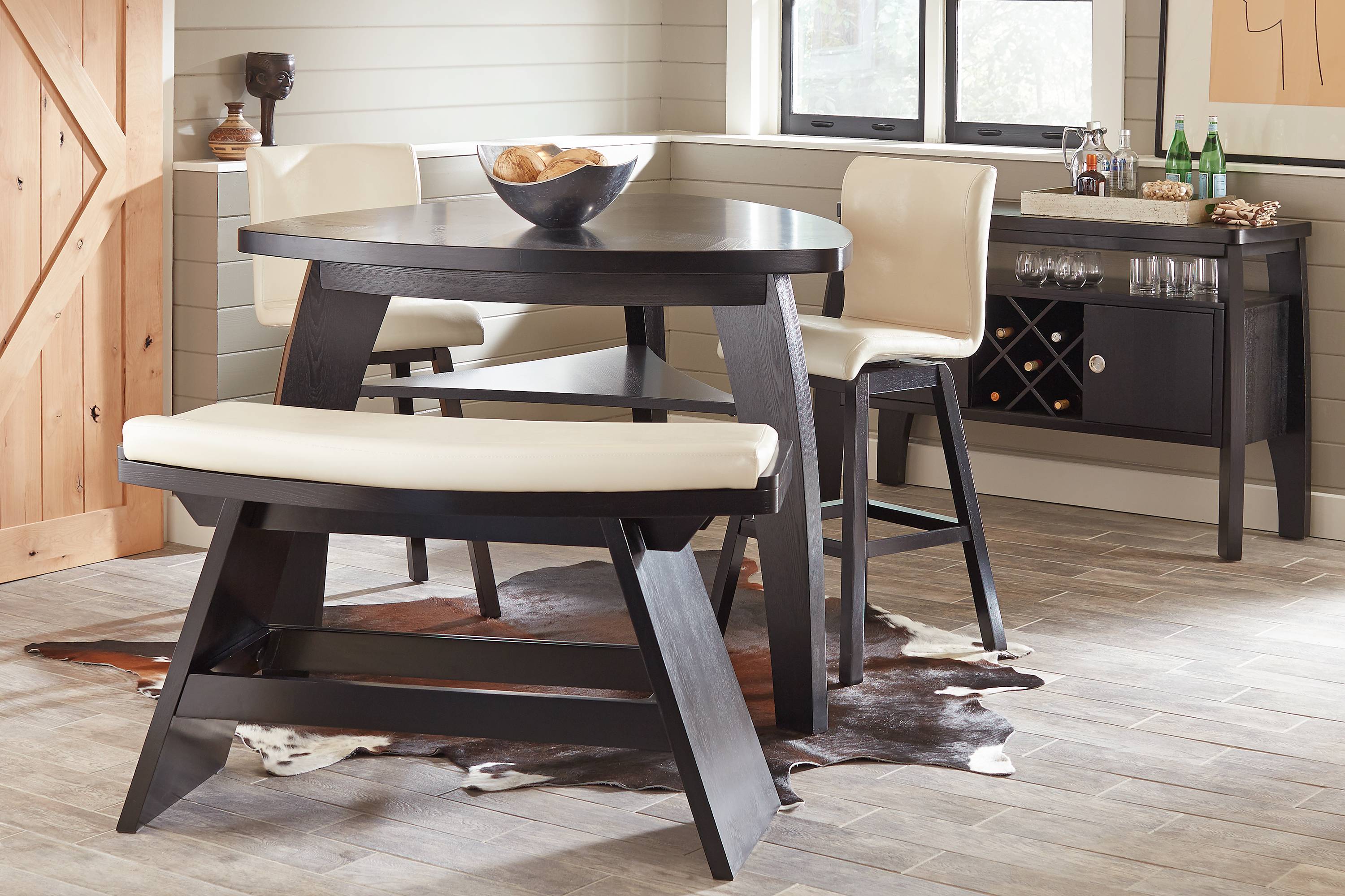 Noah Chocolate 4 Pc Bar Height Dining Room with Vanilla Barstools - Thumbnail - Image 1