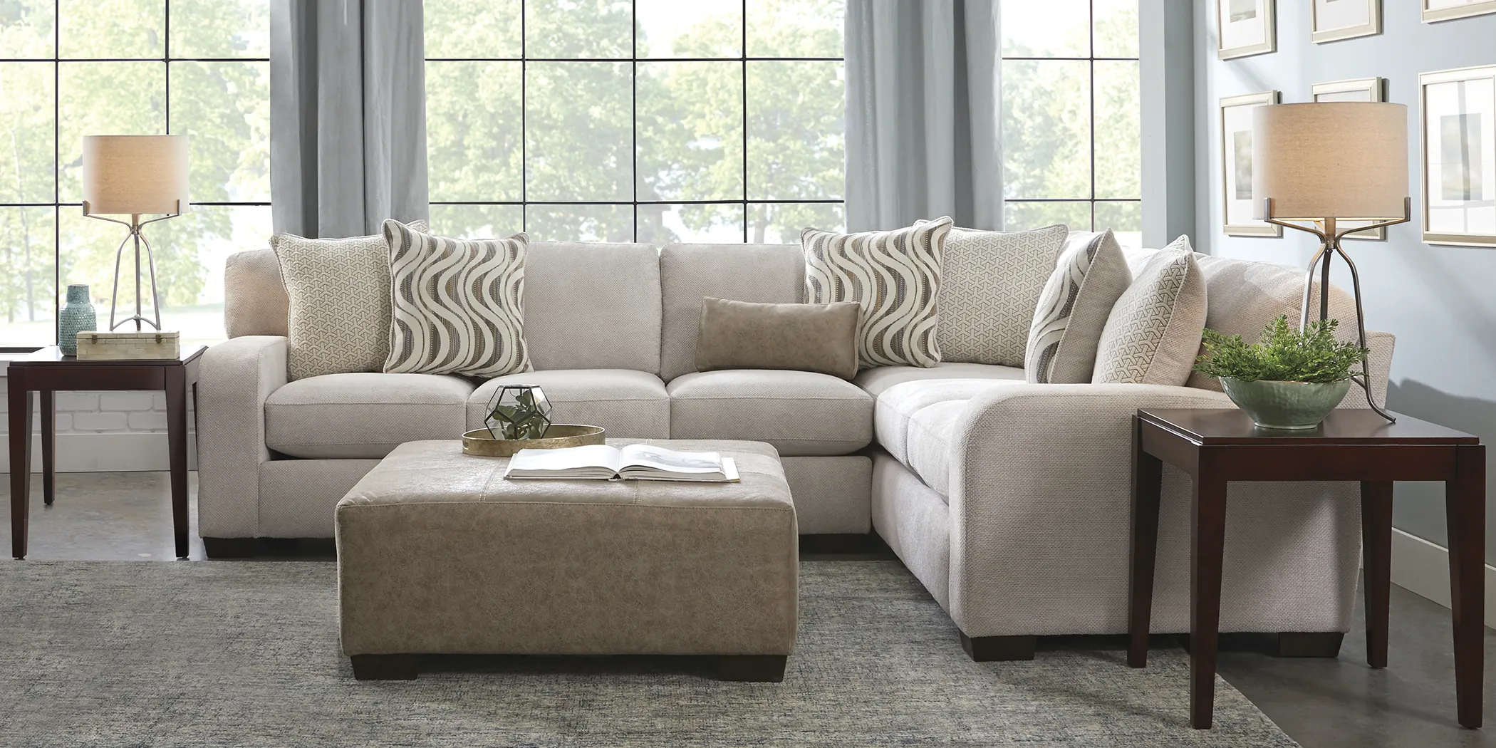 Nob Hill Beige 6 Pc Sectional Living Room - Thumbnail - Image 1