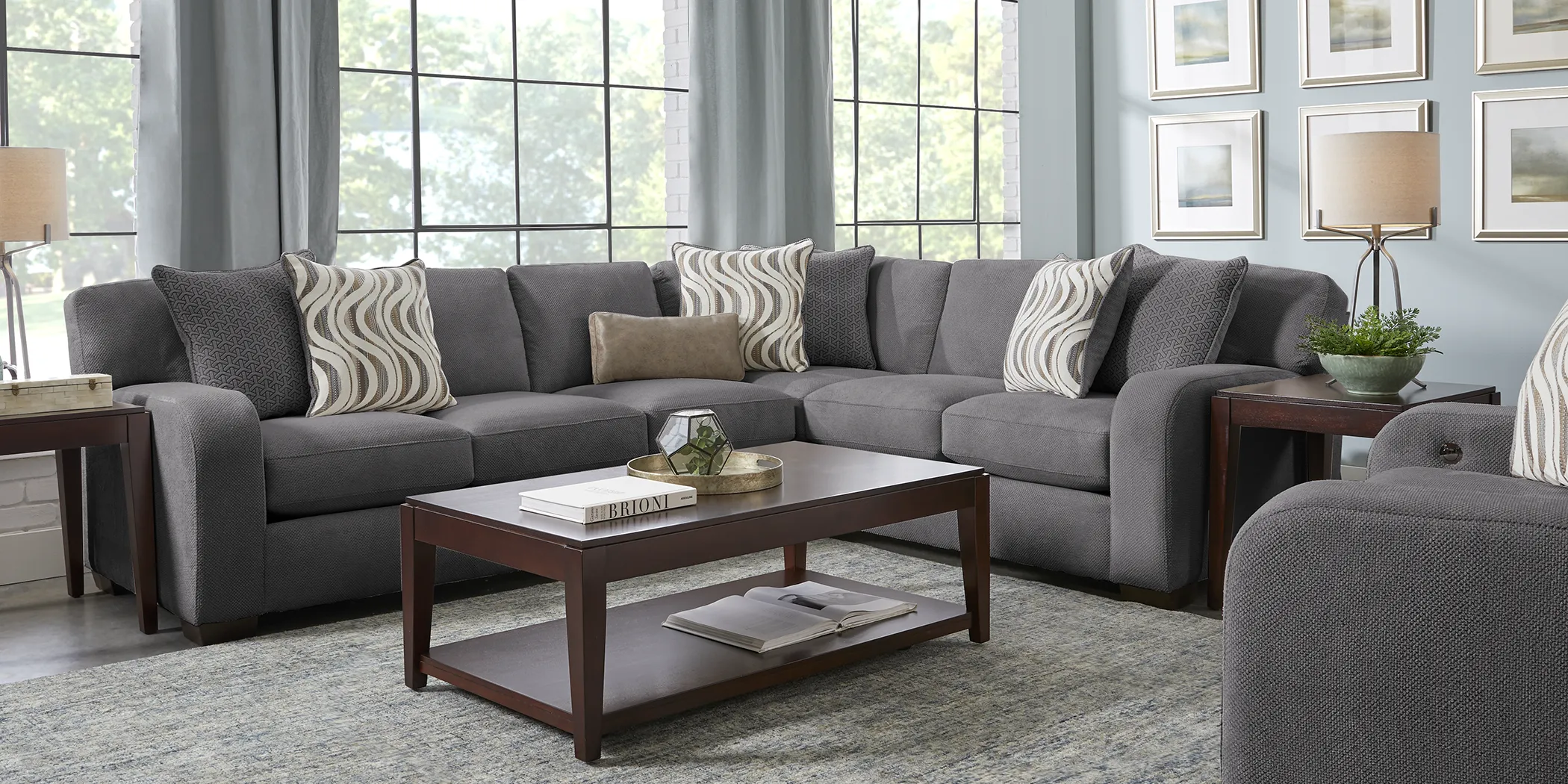 Nob Hill Gray 5 Pc Sectional Living Room - Thumbnail - Image 1