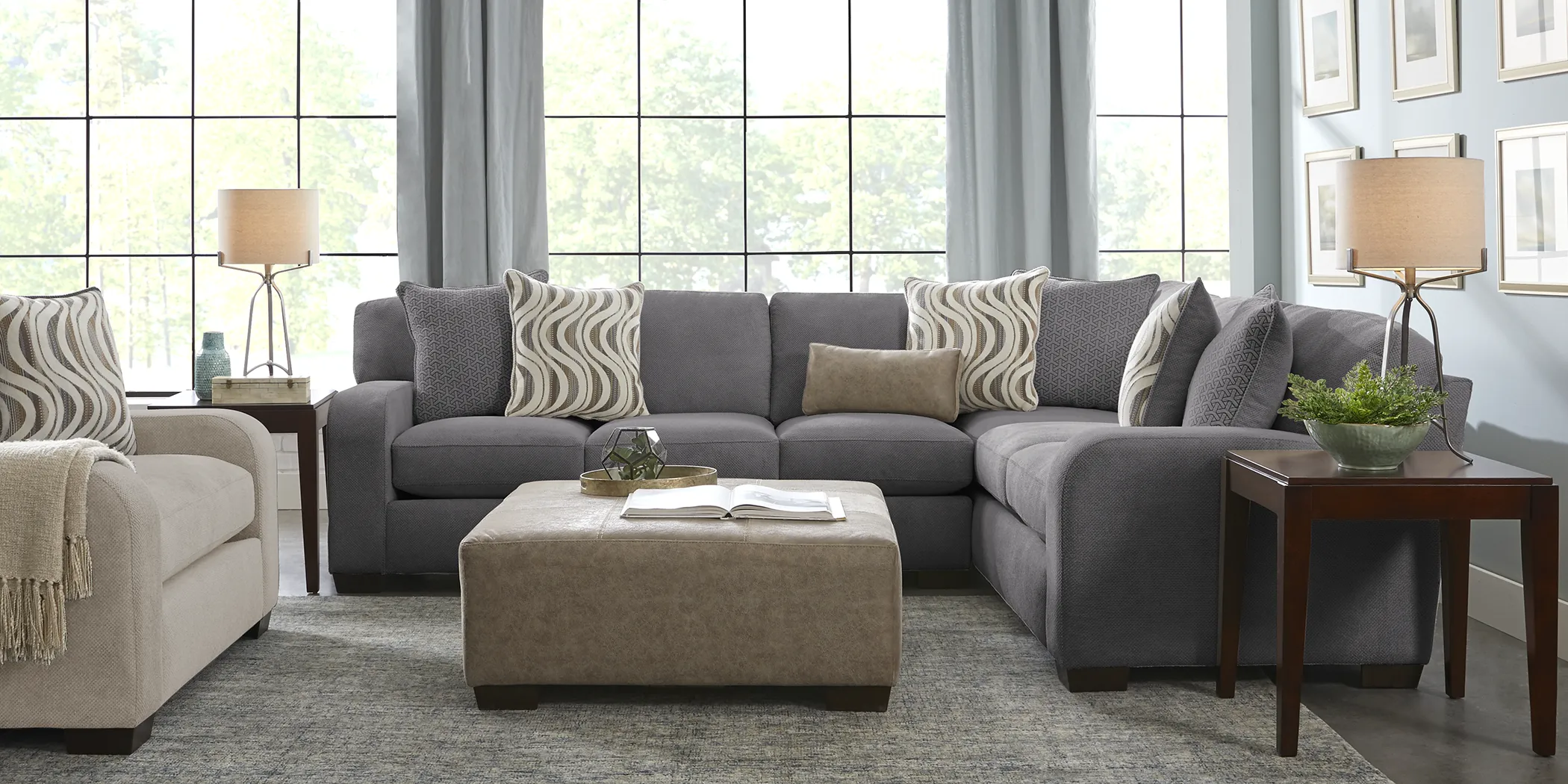 Nob Hill Gray 6 Pc Sectional Living Room - Thumbnail - Image 1