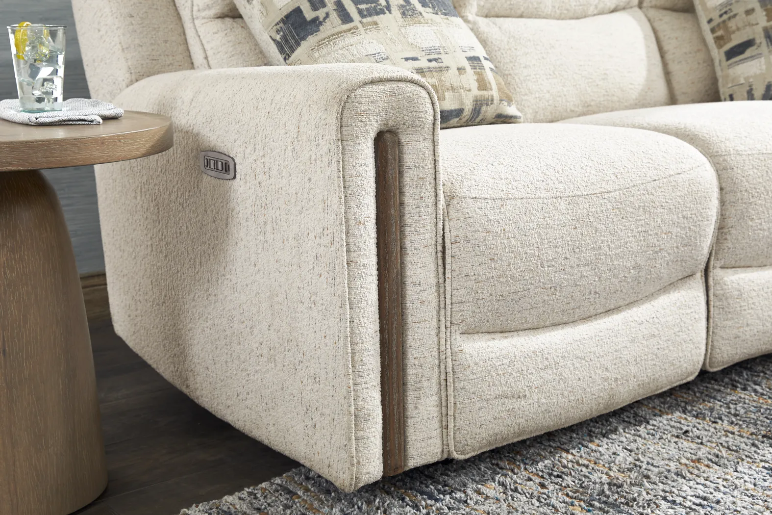 Nob Hill Off-White Dual Power Reclining Sofa - Image 3