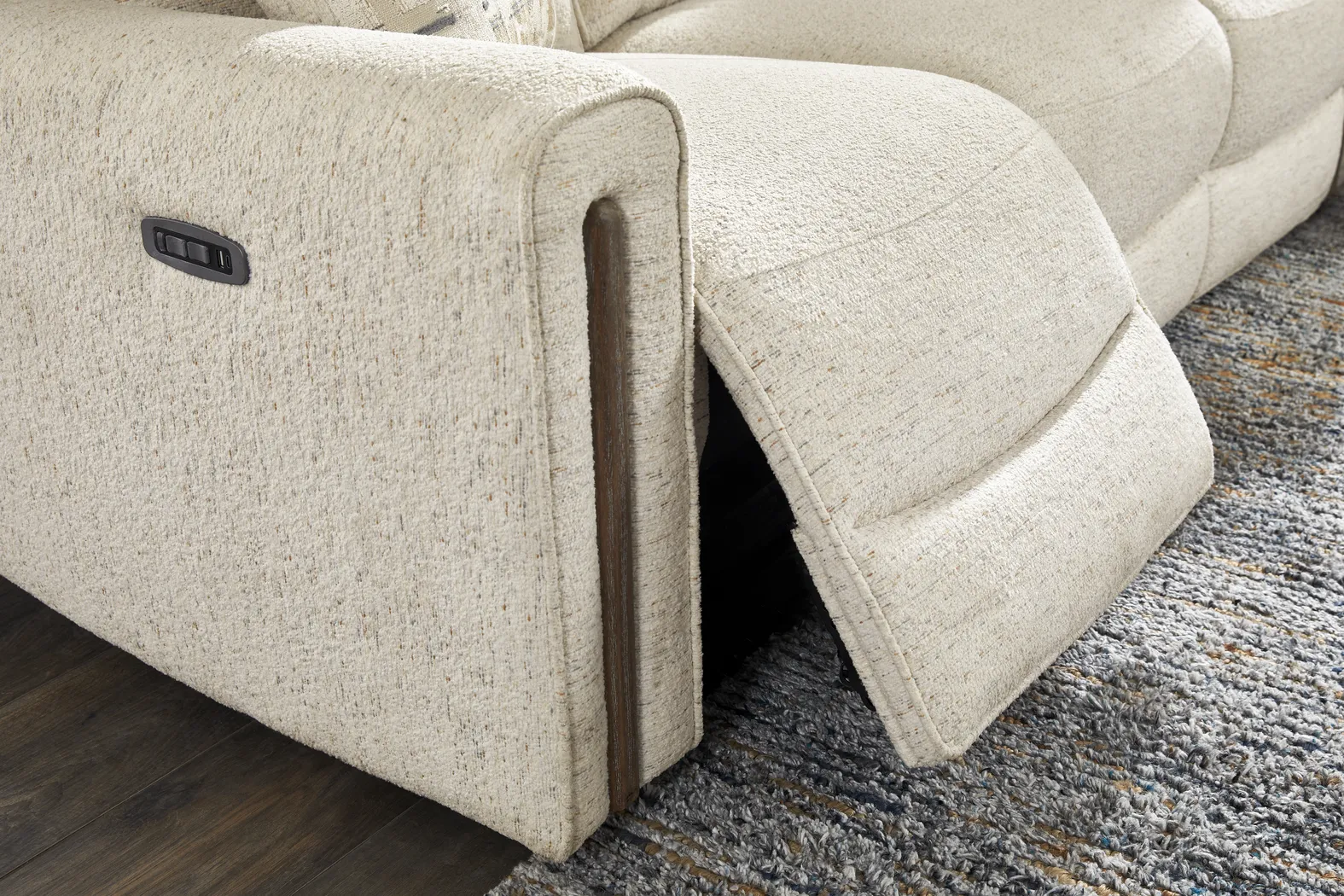 Nob Hill Off-White Dual Power Reclining Sofa - Image 5