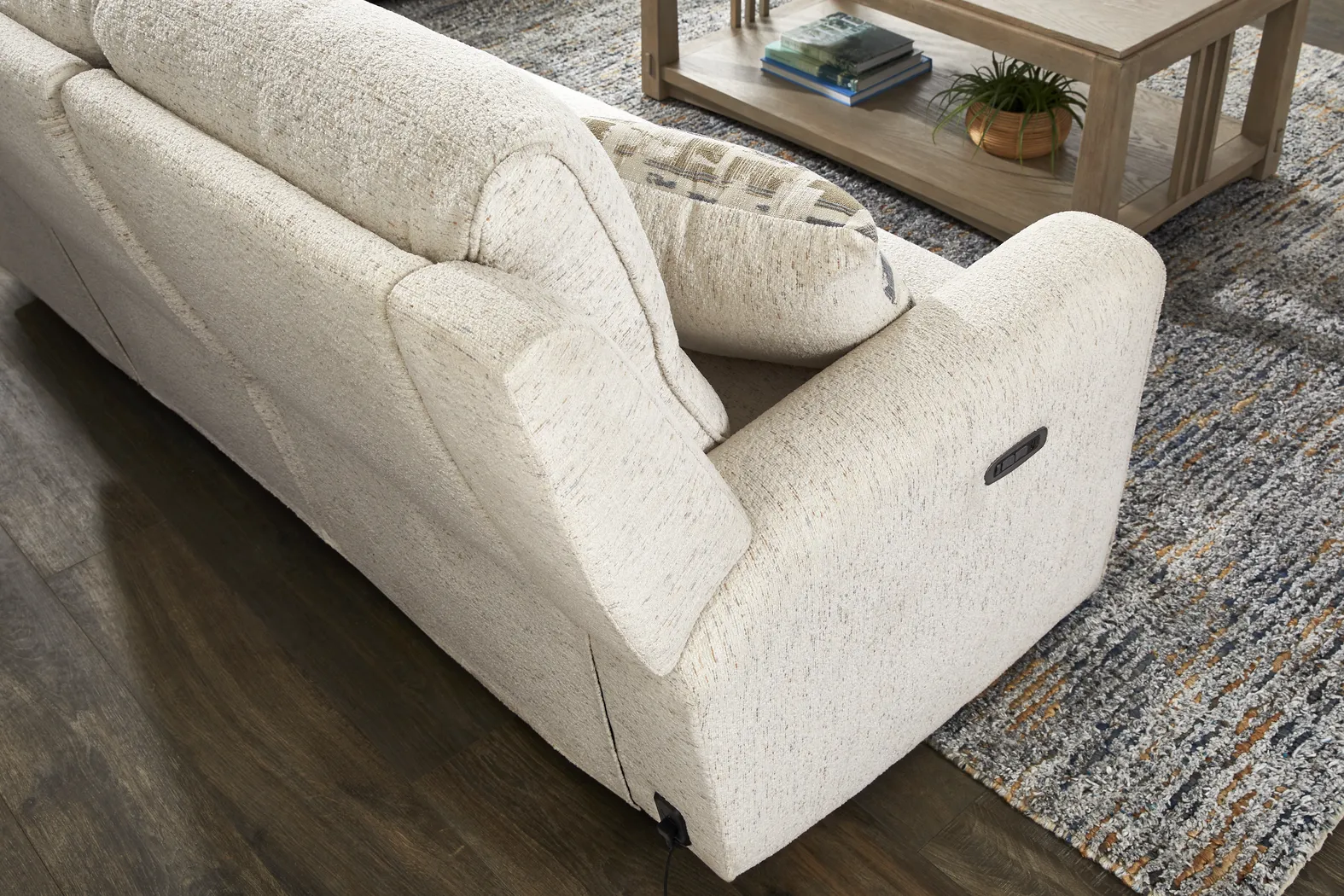 Nob Hill Off-White Dual Power Reclining Sofa - Image 7