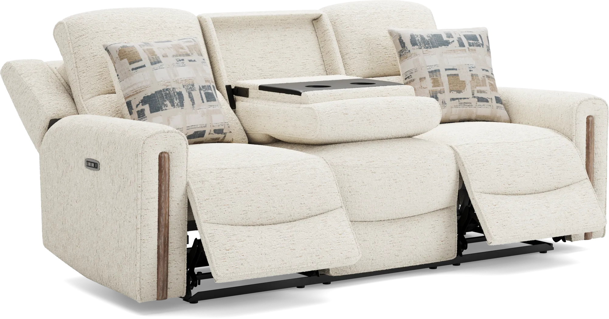 Nob Hill Off-White Dual Power Reclining Sofa - Image 1