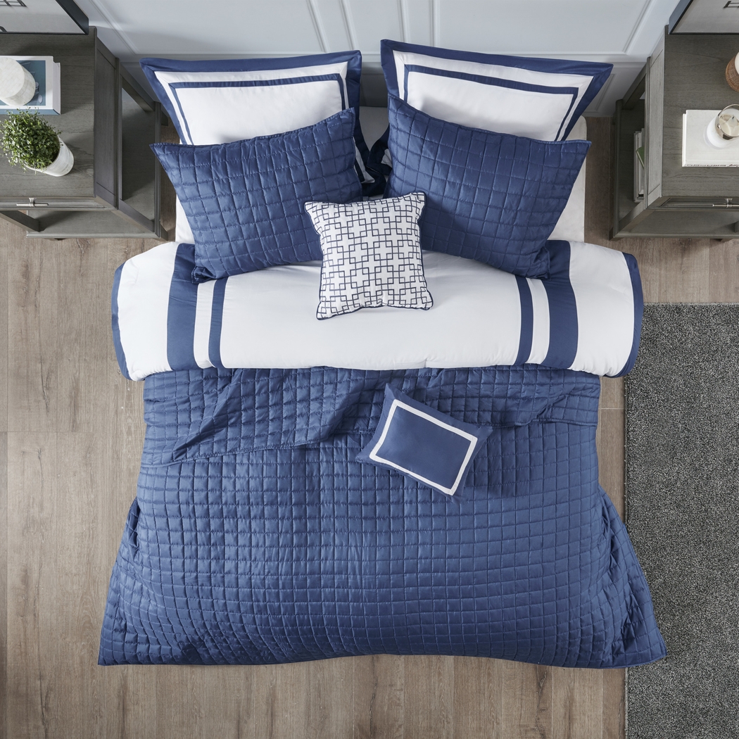 Noemy Navy 8 Pc King Coverlet Set - Thumbnail - Image 6